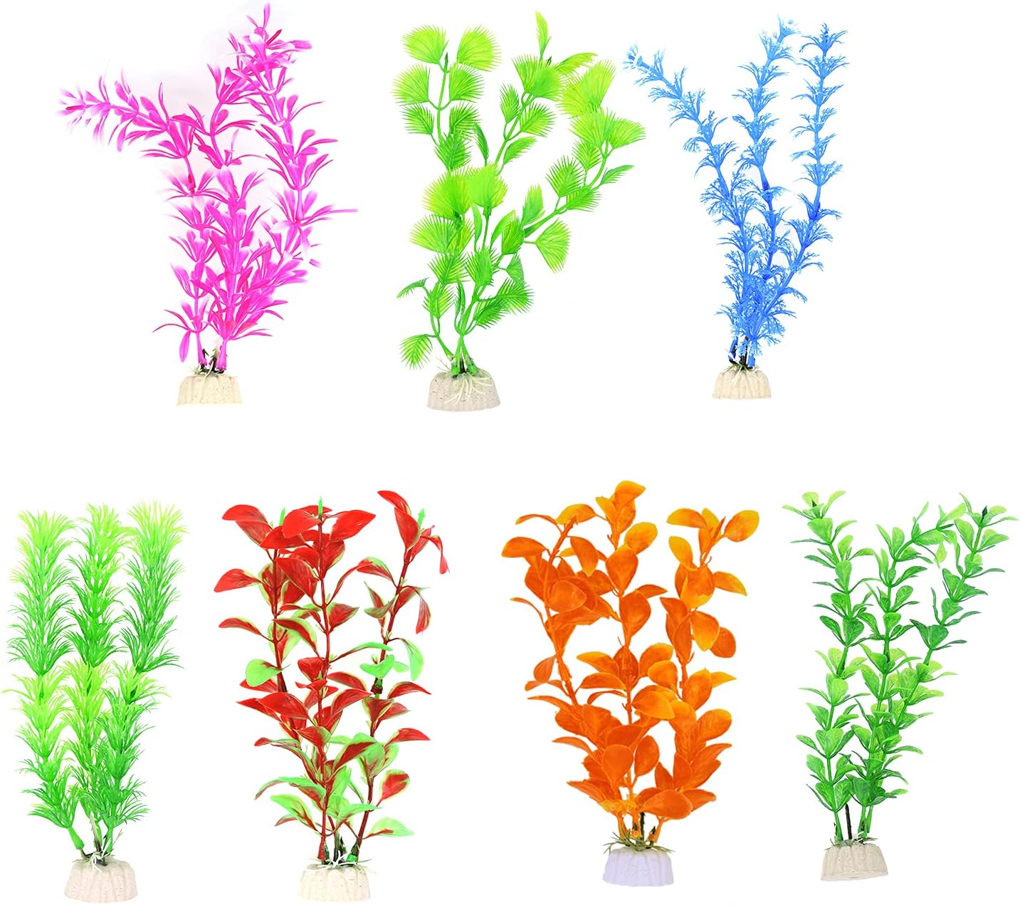 WishLotus 7 Pack Aquarium Decoration high Simulation Fish Tank Decorations, Plant Landscaping is Suitable for Household/Office/Aquarium…