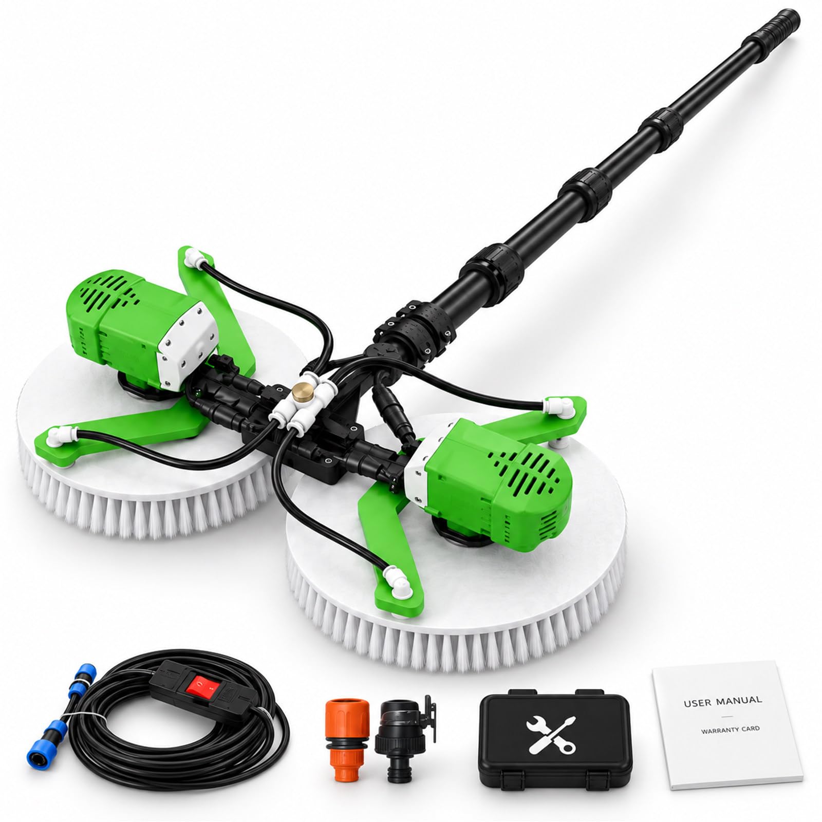 Kit Pulizia Solare a Doppia Rotazione, Pulitore FV Estensibile AC-5.5m
