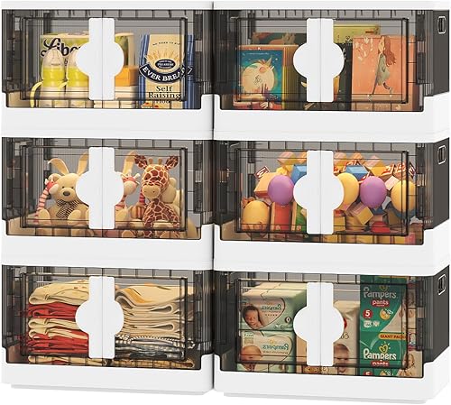 FUNLAX Contenedores de almacenamiento plegables con tapas, 14 galones plegables y apilables con puertas y ruedas, cajas de almacenamiento plegables disponible en Yaxa Colombia