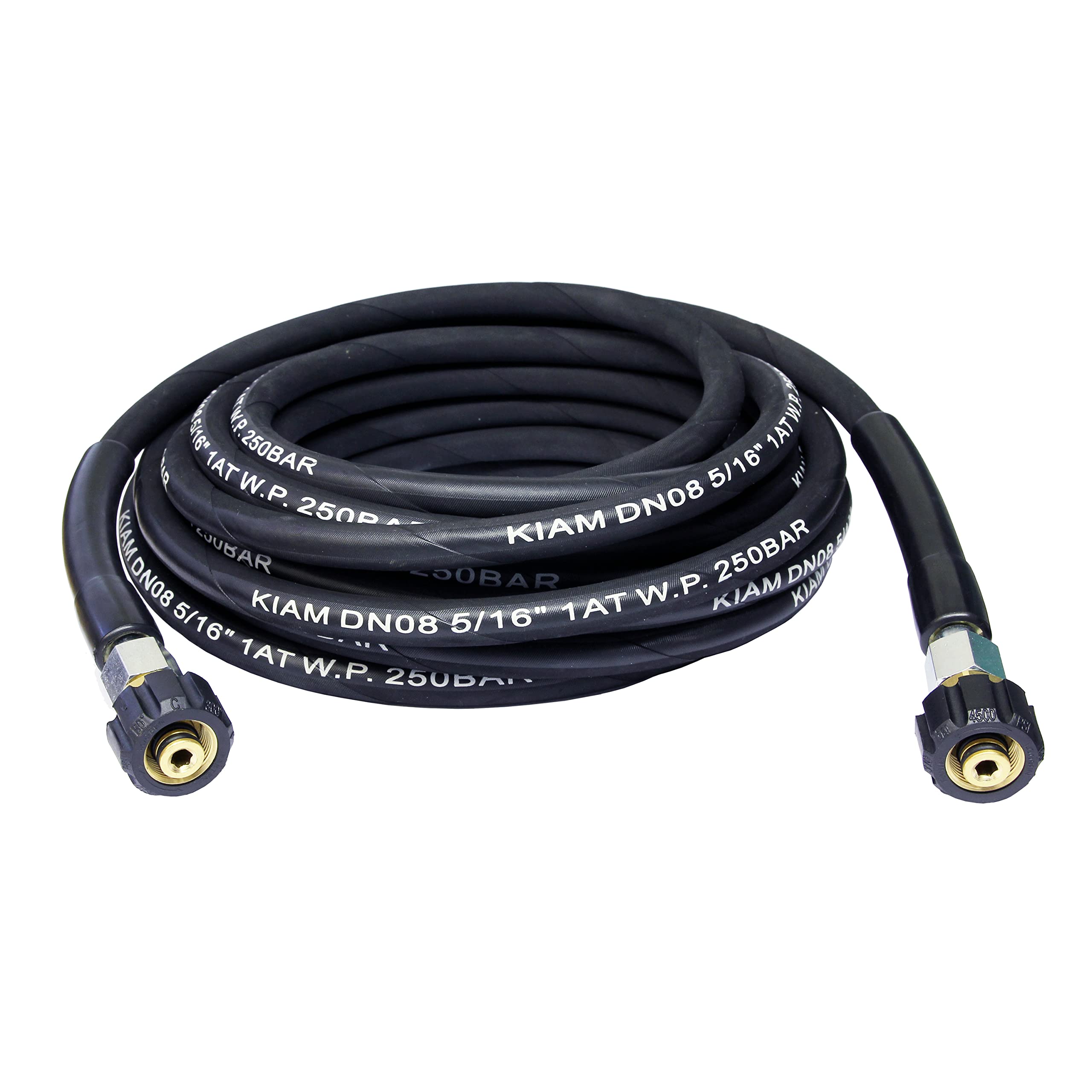Equip2clean 5/16" Heavy Duty Flexible Rubber Hose for Pressure Washers | 30 Metres | M22 Female-M22 Female with 14mm Internal Spigot | Secure Screw Thread Connections | Hot Water Compatible