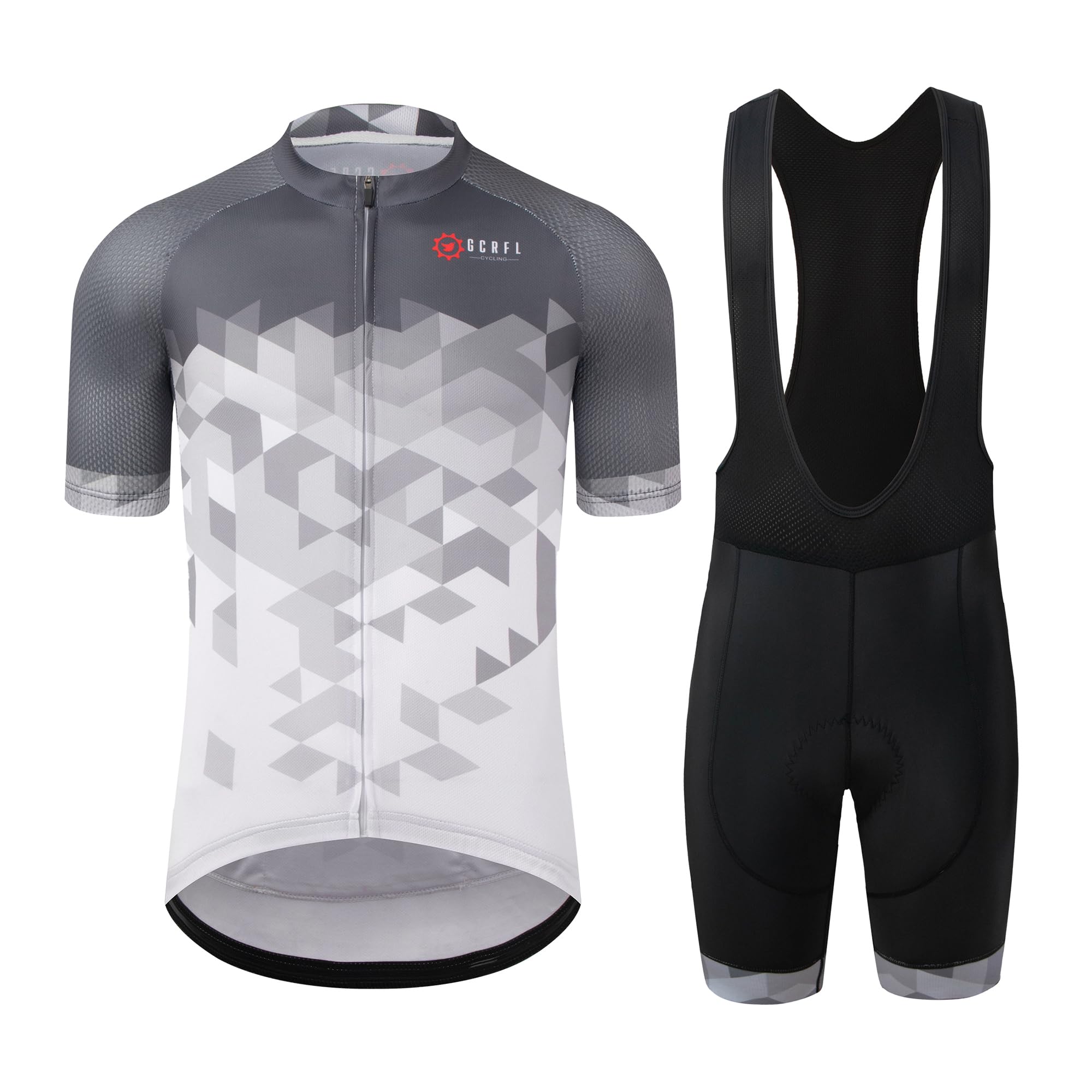 GCRFL Herren Radtrikot Sets Rennrad Shorts Ärmel Trikot + Trägerhose mit 4D Gepolstert, Fahrradbekleidung Set für Herren