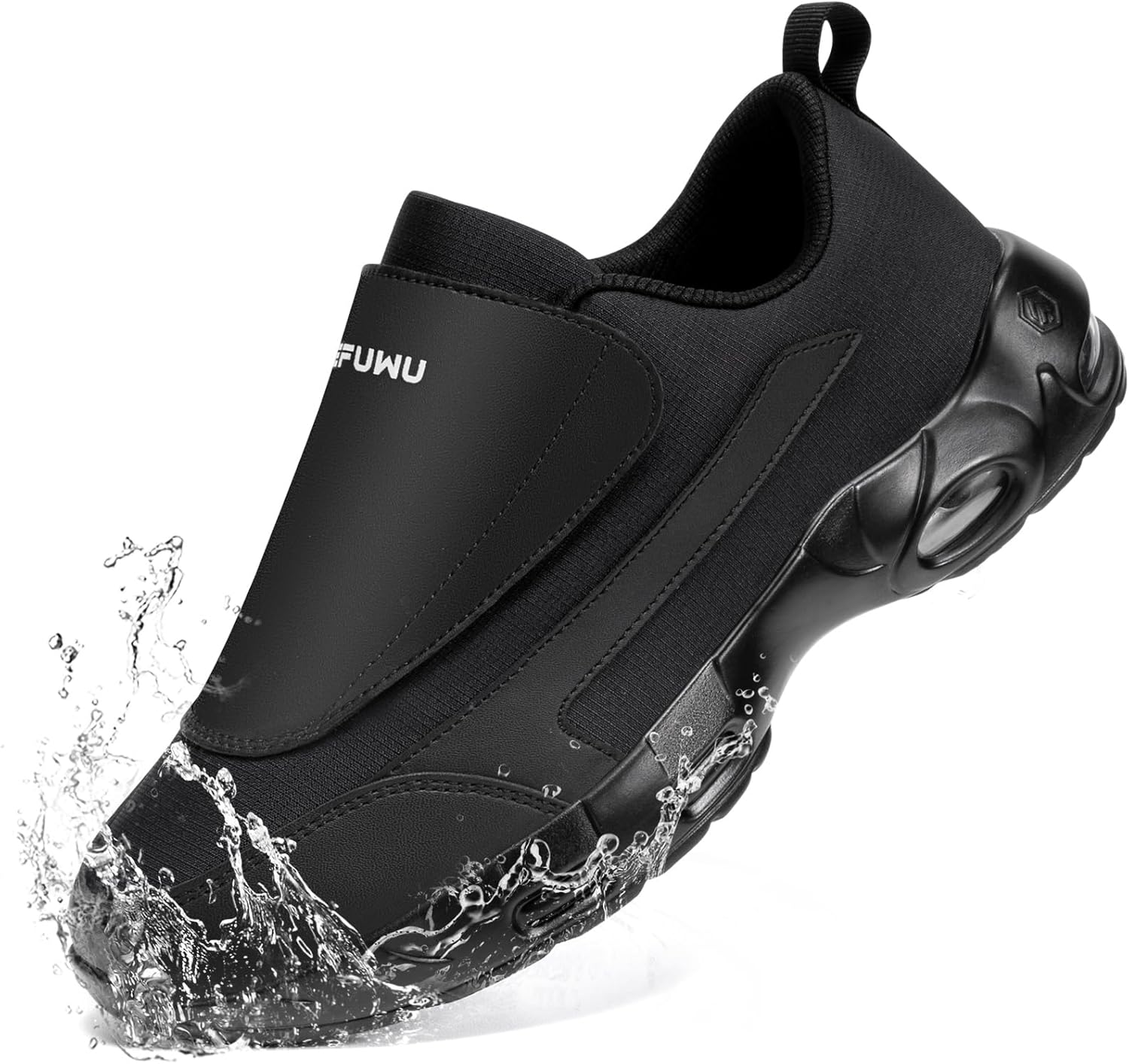 KEFUWU Waterproof Diabetic Shoes for Men Wide Non Slip Cushioned Slip On Walking Sneakers Breathable Kitchen Food Service Work Shoes for Swollen Feet