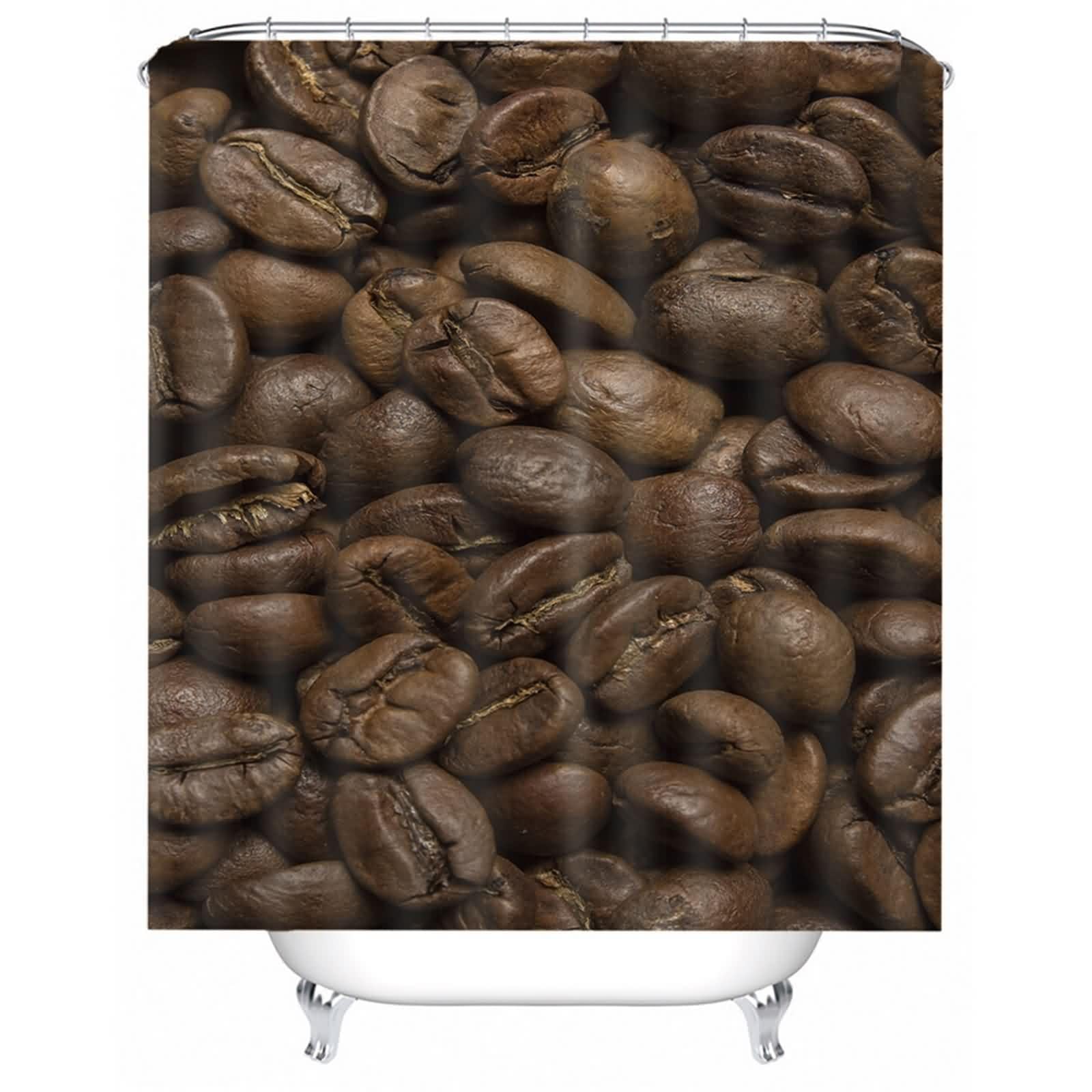 Rideau de douche motif grain de café pour une salle de bain ambiance bistrot