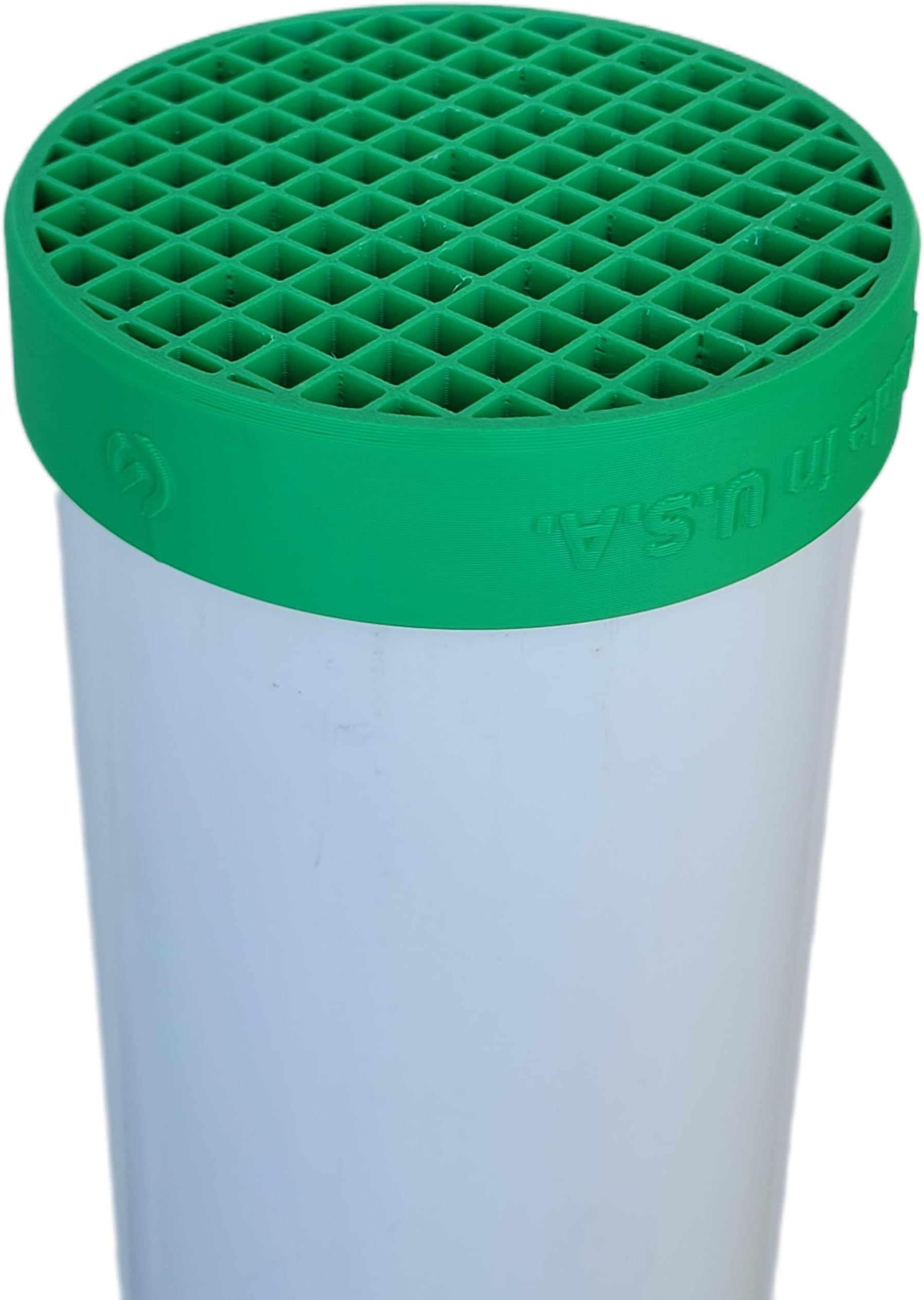 4" PVC Pipe End Termination Cap with Integrated Screen, Socket Style to Fit on Outside of Pipes (4-1/2" Pipe Outside Diameter), Vent & Drains, Pest Guard, Green, Made in USA (1/4" Mesh)