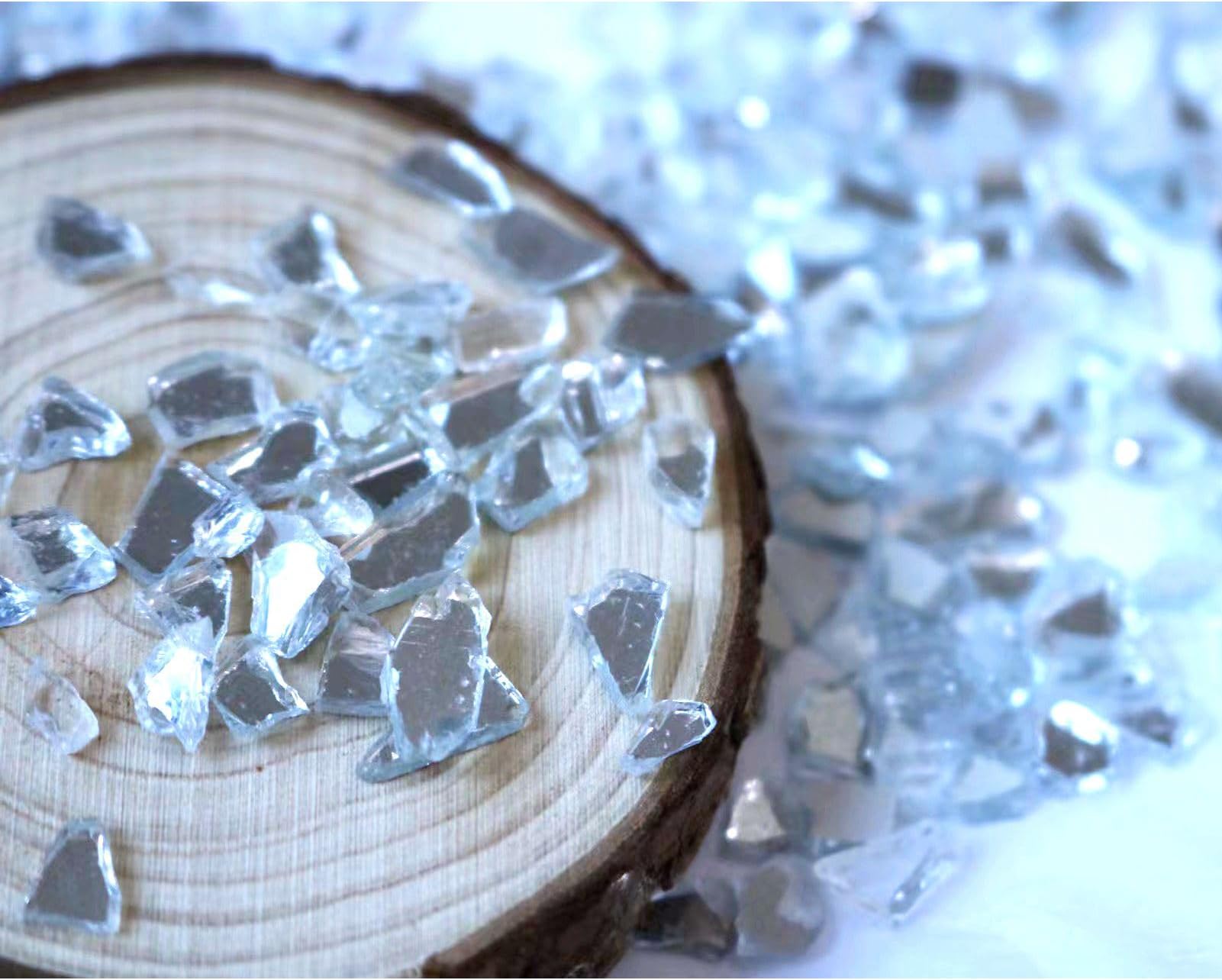 Broken Mirror Irregular Crushed Glass Chips,DIY Craft Glitter Crystal Broken Glass Pieces,Bulk Transparent 2-4mm Glass Sprinkles, for Resin Art Vase Fill and Glitter Painting Jewelry Making.(100g)