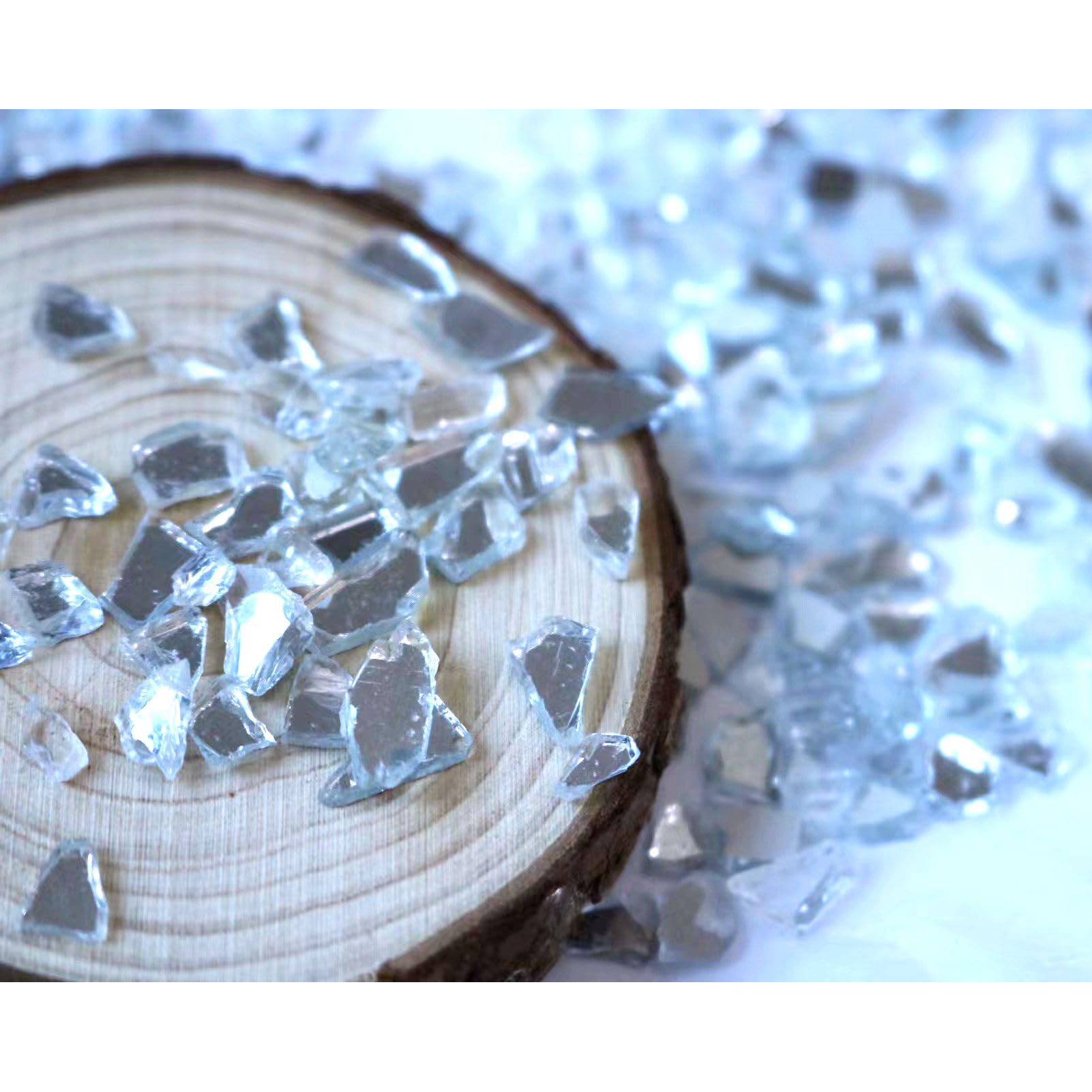 Broken Mirror Irregular Crushed Glass Chips,DIY Craft Glitter Crystal Broken Glass Pieces,Bulk Transparent 2-4mm Glass Sprinkles, for Resin Art Vase Fill and Glitter Painting Jewelry Making.(100g)