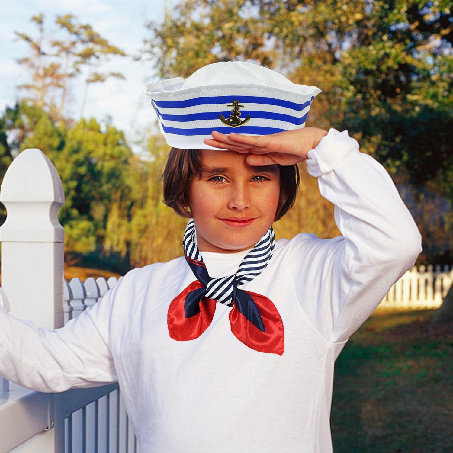 RNSKFG 1 Sailor Hat And 1 Sailor Scarf, L Costume, Naval Party Dress, Role Play Costume Accessories. - Image 4