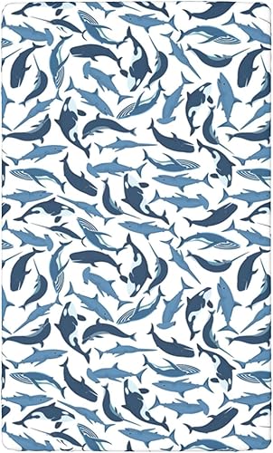Miniatura 7 de Sábanas bajeras ajustables para cuna con temática de ballenas, sábanas portátiles para cuna, suaves y elásticas, ideal para habitación de niño o