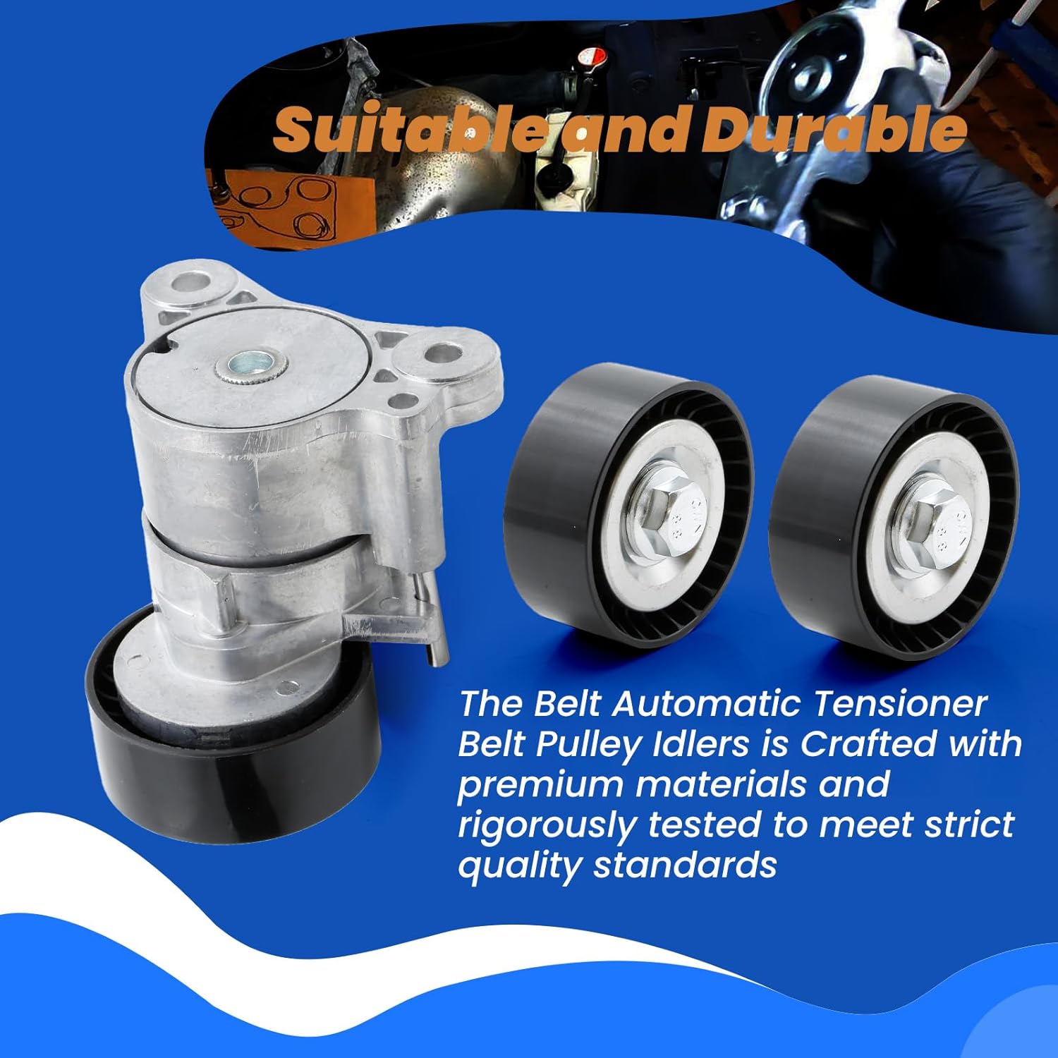 Belt Automatic Tensioner Belt Pulley Idlers Compatible with Mitsubishi Lancer 2008 2009 2010 2011 2012 2013 2014 2015 Replace 1345A052 1341A008