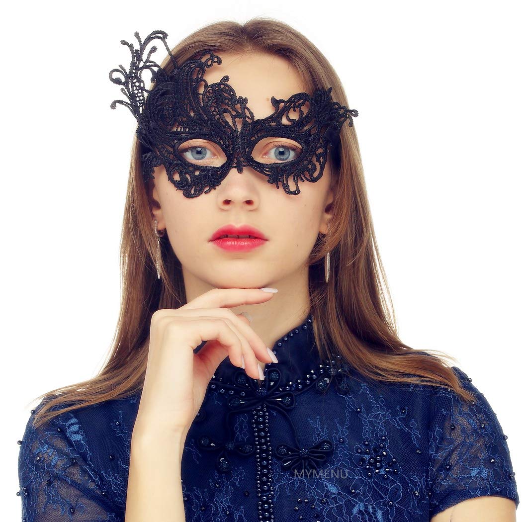 MYMENU Maskerade-Maske – Lasergeschnittenes Metall, Mit Strass, Venezianischer Stil, Für Party, Ball & Karneval, In Krone-Schwarz