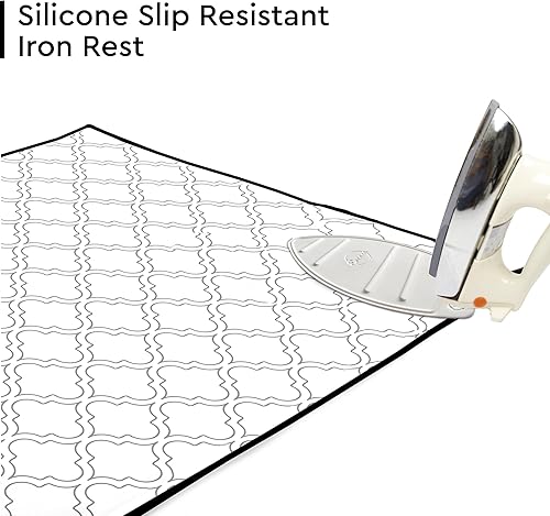 Miniatura 2 de Encasa XO Alfombrilla de planchado (grande 48 x 28 pulgadas) con acolchado de 0.118 in y soporte de silicona para planchar para presionar al vapor