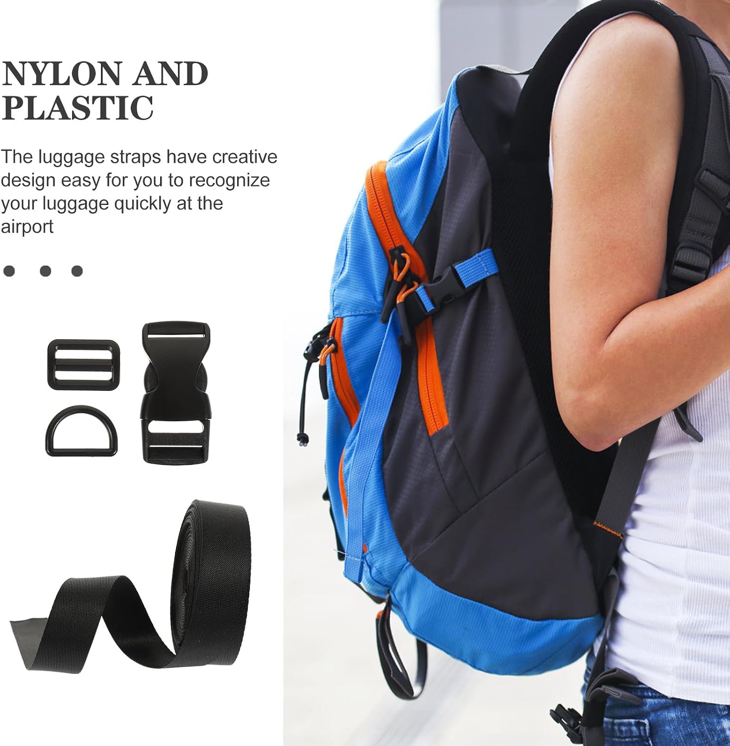 BESTYASH Multi-Function Nylon Luggage Strap with Buckle, Adjustable Thickened Suitcase Belt for Travel, Outdoor Reusable Suitcase Accessory for Secure Packing image 3