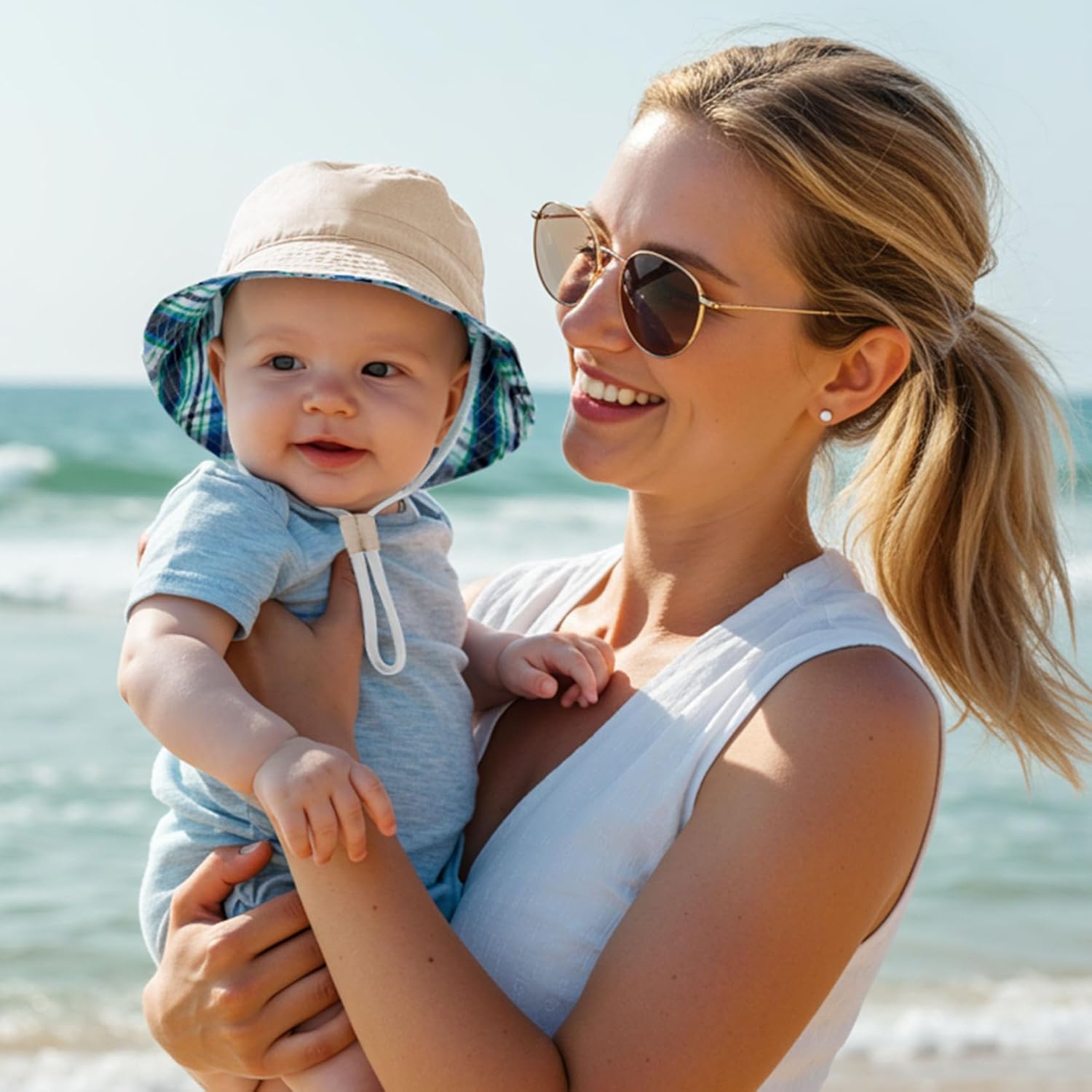 Durio UPF 50+ Beach Baby Sun Hat Sun Protection Cute Wide Brim Summer Baby Boy Bucket Hats Toddler Sun Hats for Girl - Image 6