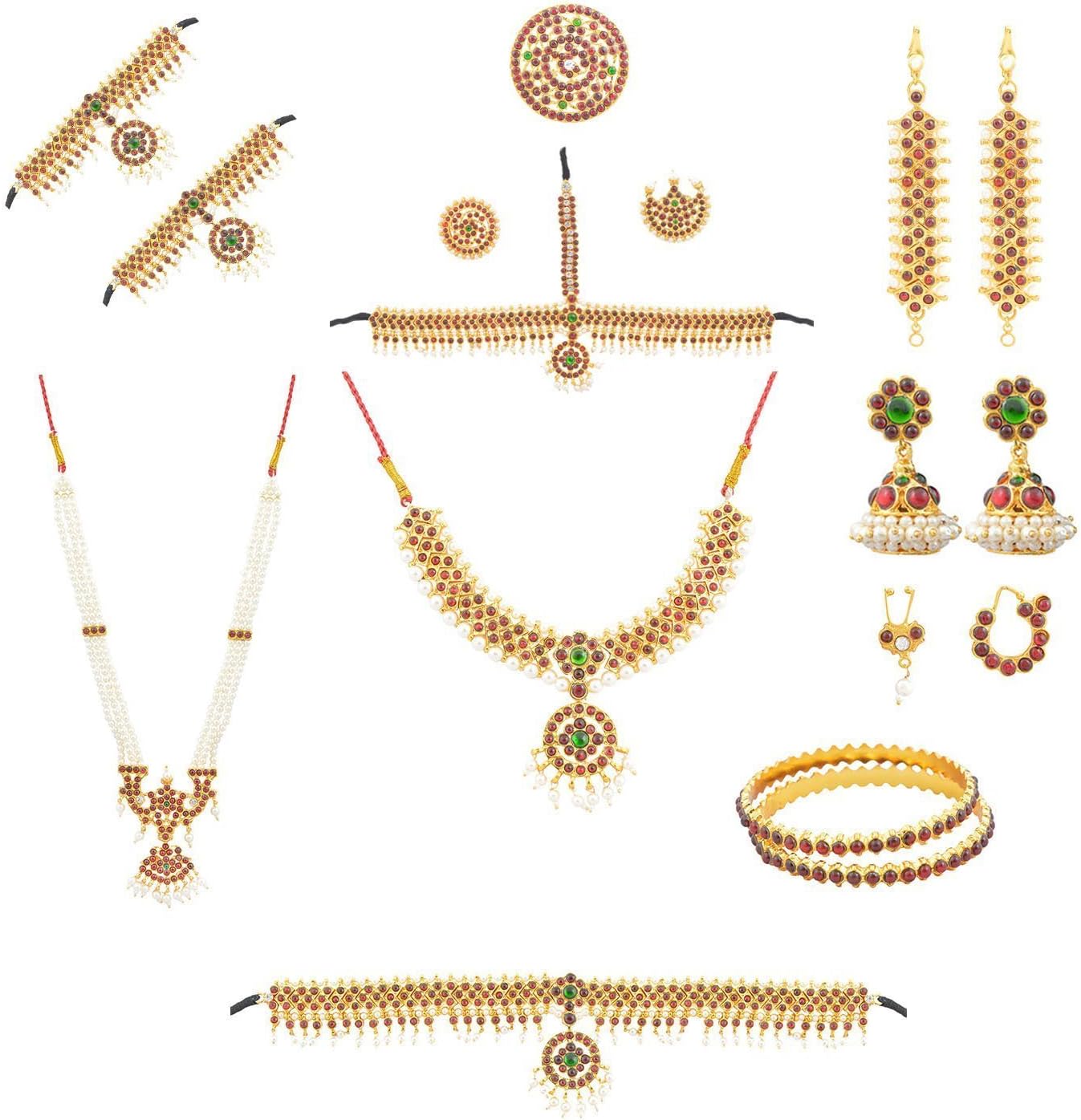 COMBO - Bharatanatyam and Kuchipudi Dance Jewellery set for Kids + flower + Hair ring