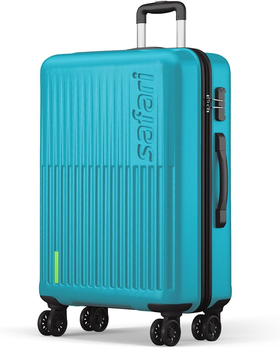SafariAstra 8 Wheels 76 Cms Large Check-In Trolley Bag Spinner Hardside Case Polycarbonate 360 Degree Wheeling System Luggage,Trolley Bags For Travel,Suitcase For Travel,Cyan,51 cms,28 cms