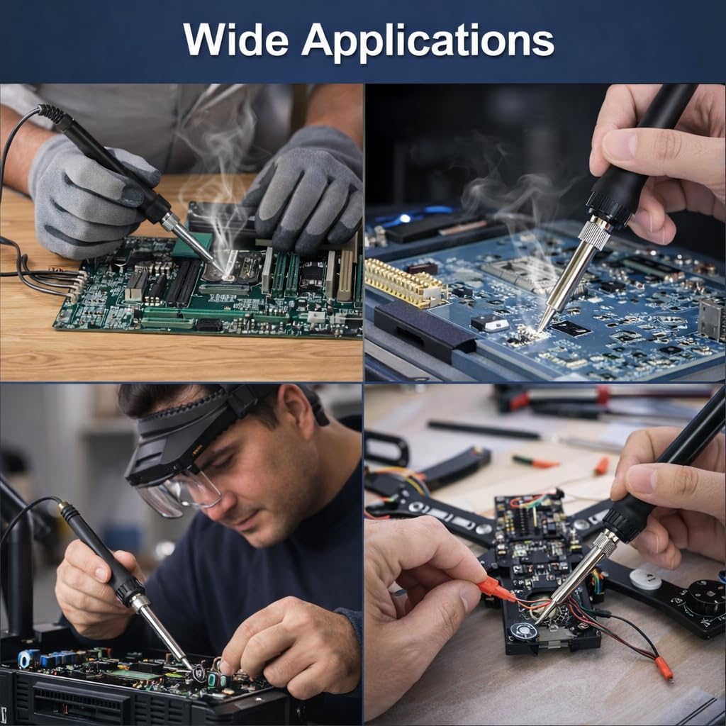 Cordless Soldering Iron Station 20V Blue Black, Fast Heating, Adjustable Temperature 150°C-480°C (302°F-896°F), LED Display, Temperature Memory, Auto Sleep, (Battery Not Included)