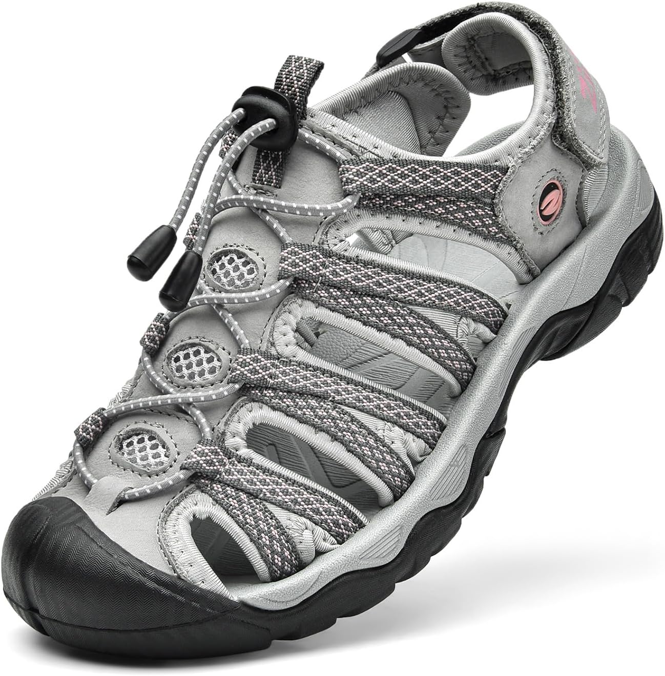 Womens Hiking Sandals with Closed-Toe, Adjustable Lace