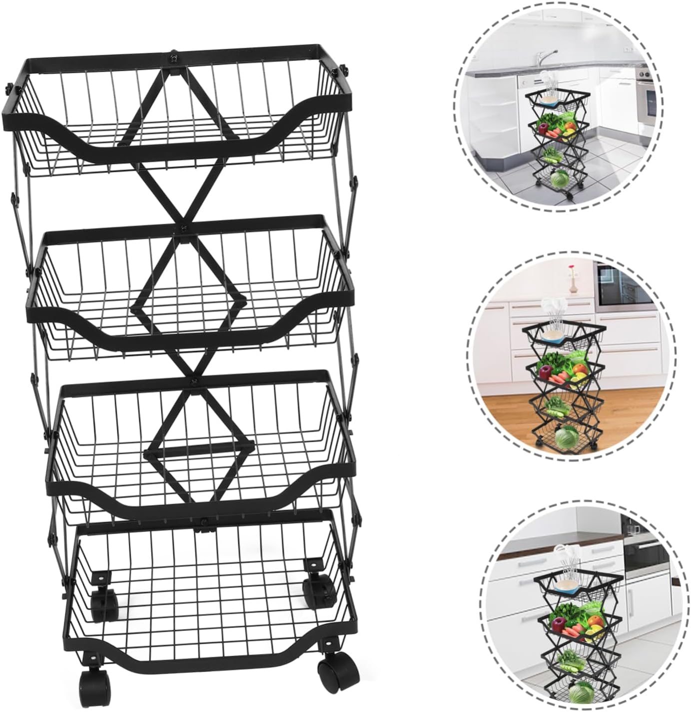 Kitchen Storage Cabinets Multifunctional Fruit Storage Rack Microwave Stand Shelf