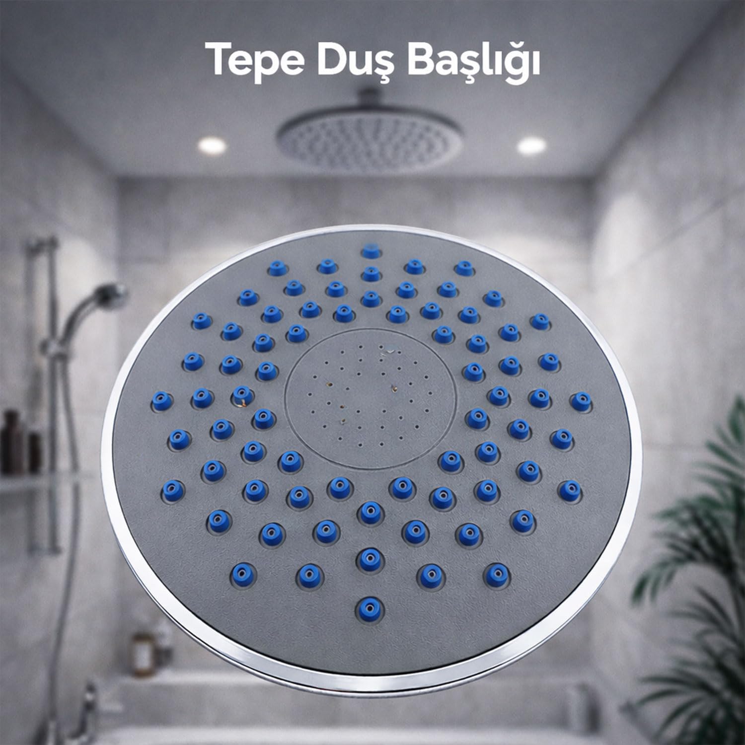 Tepe Duş Başlığı Krom Paslanmaz Çelik Yağmur Etkili Geniş Başlık Banyo Duş Sprey Başlığı