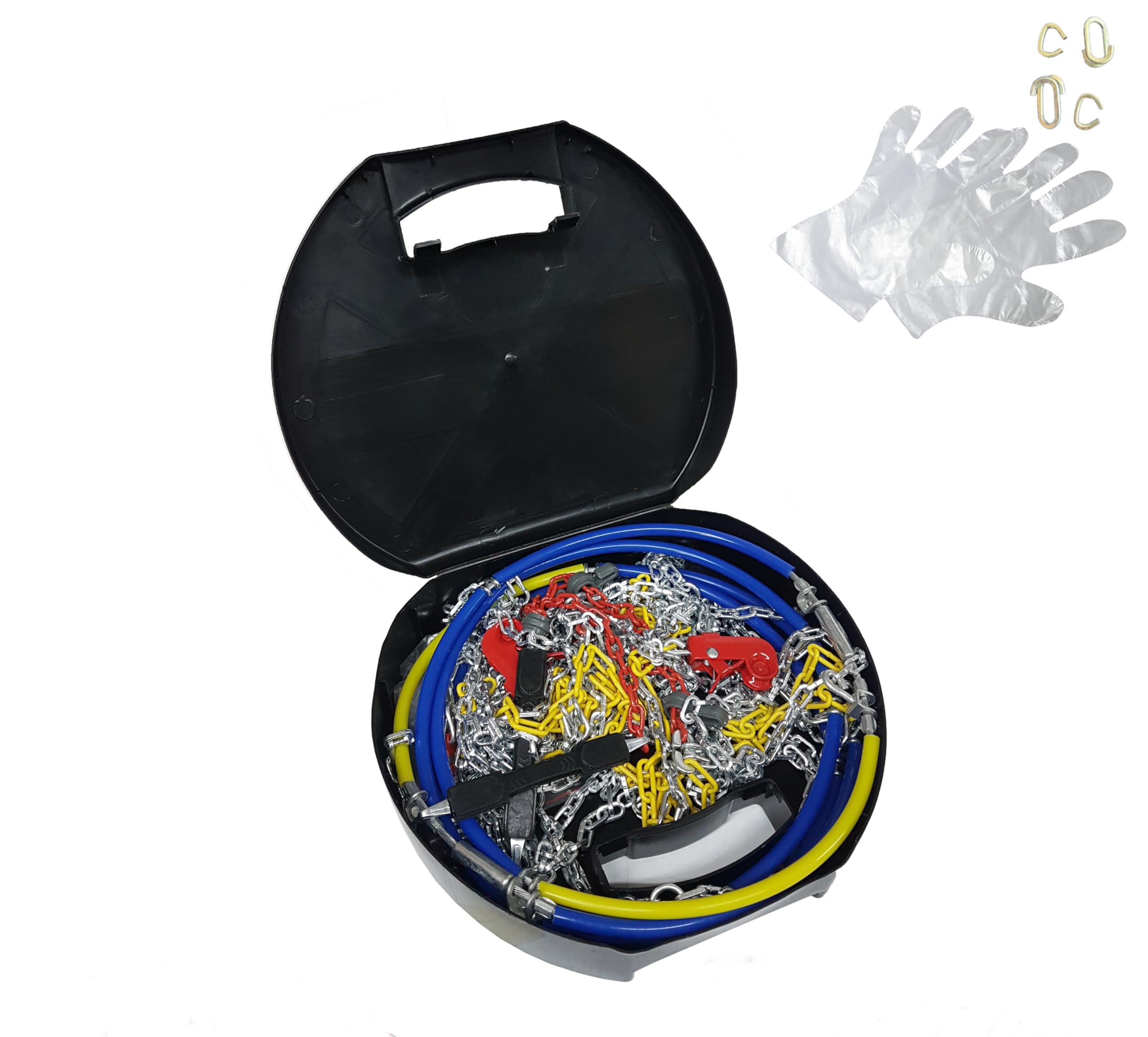 Catene da Neve da 9mm Omologate TÜV GS Onorm Gruppo 40 Compatibile con Varie Misure di Pneumatici Lega di Acciaio Montaggio Facile con Tensore Auto-bloccante