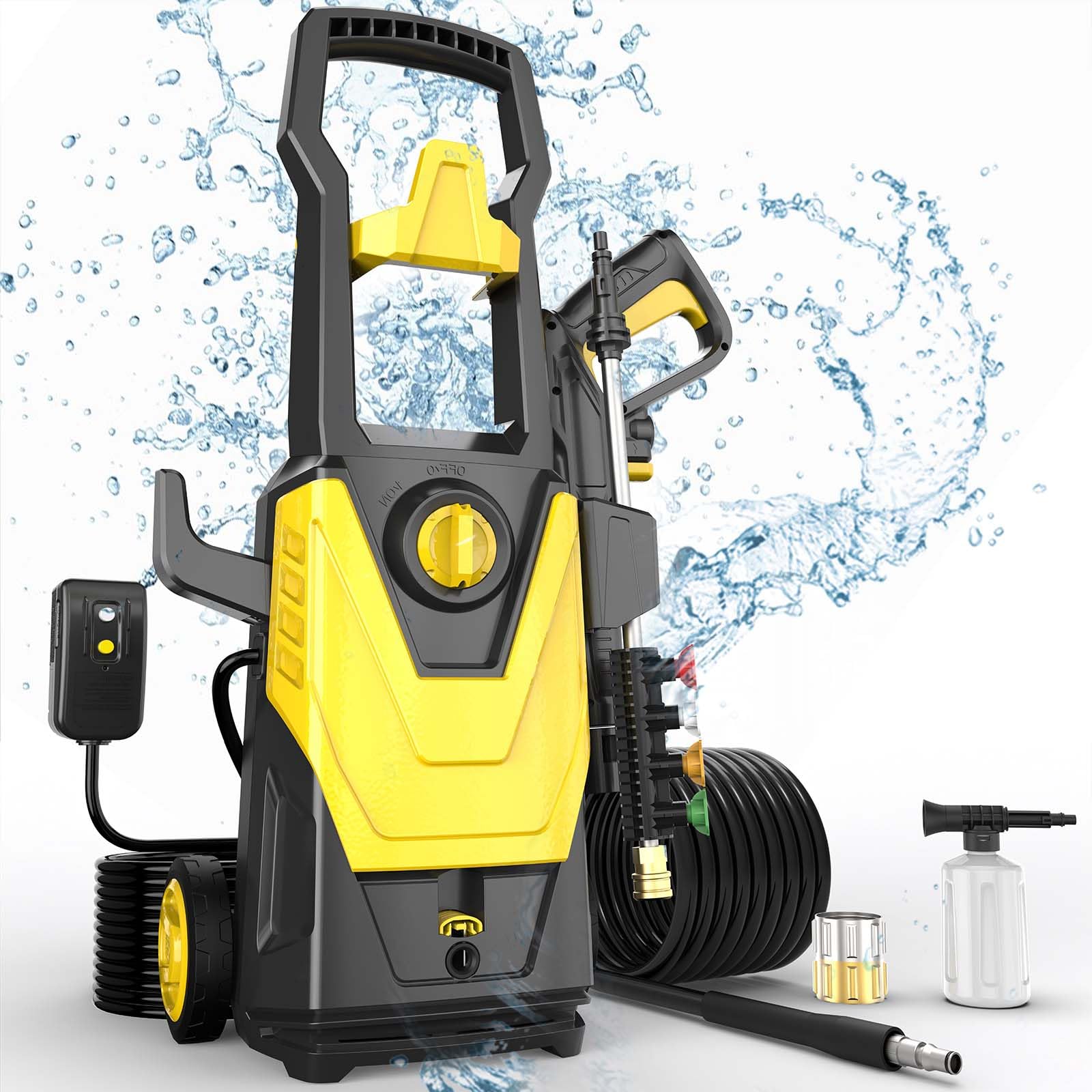 AgiiMan Electric Pressure Washer, Power Washer Electric Powered with 20FT Hose, 4 Nozzles, Foam Cannon, High Pressure Cleaner Machine for Cars, Patios, Furniture, Driveways