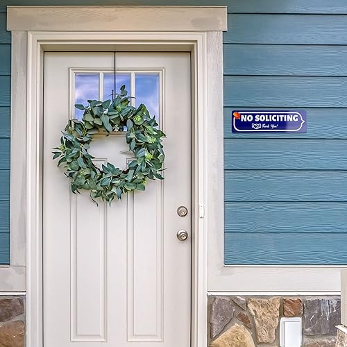 Miniatura 8 de Señales de No Soliciting para casa, paquete de 2 acrílicos de 7.8 x 2.4 pulgadas de grosor con cinta adhesiva fuerte, diseño moderno transparente y