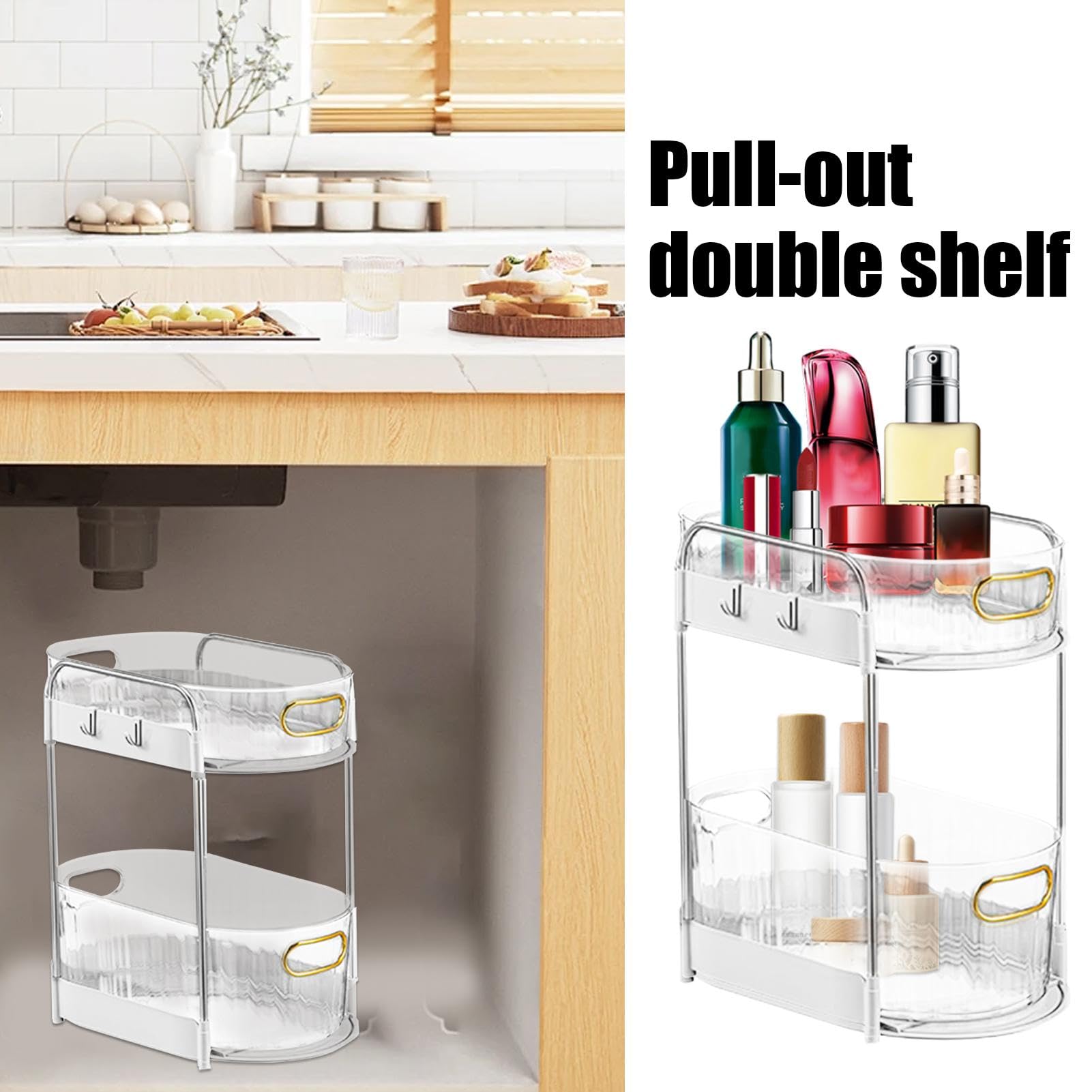 Opbergruimte onder de gootsteen Keuken 2 Tier Badkamer Plank Organizer