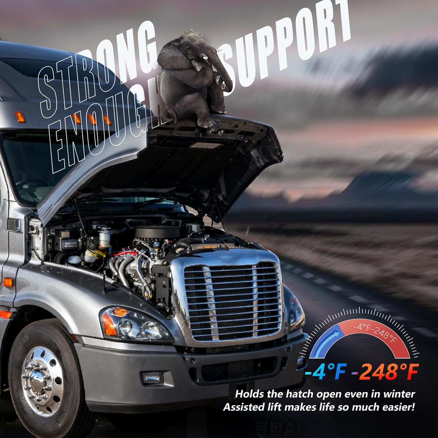 Vepagoo 20541720 Front Hood Struts 1997-2003 Volvo VNL & Mack CH, Hood Shocks for CHN613 Set Forward Axle 2005-2011 Lift Supports 11QM417M, 20358822, 20502741, 2 Pcs