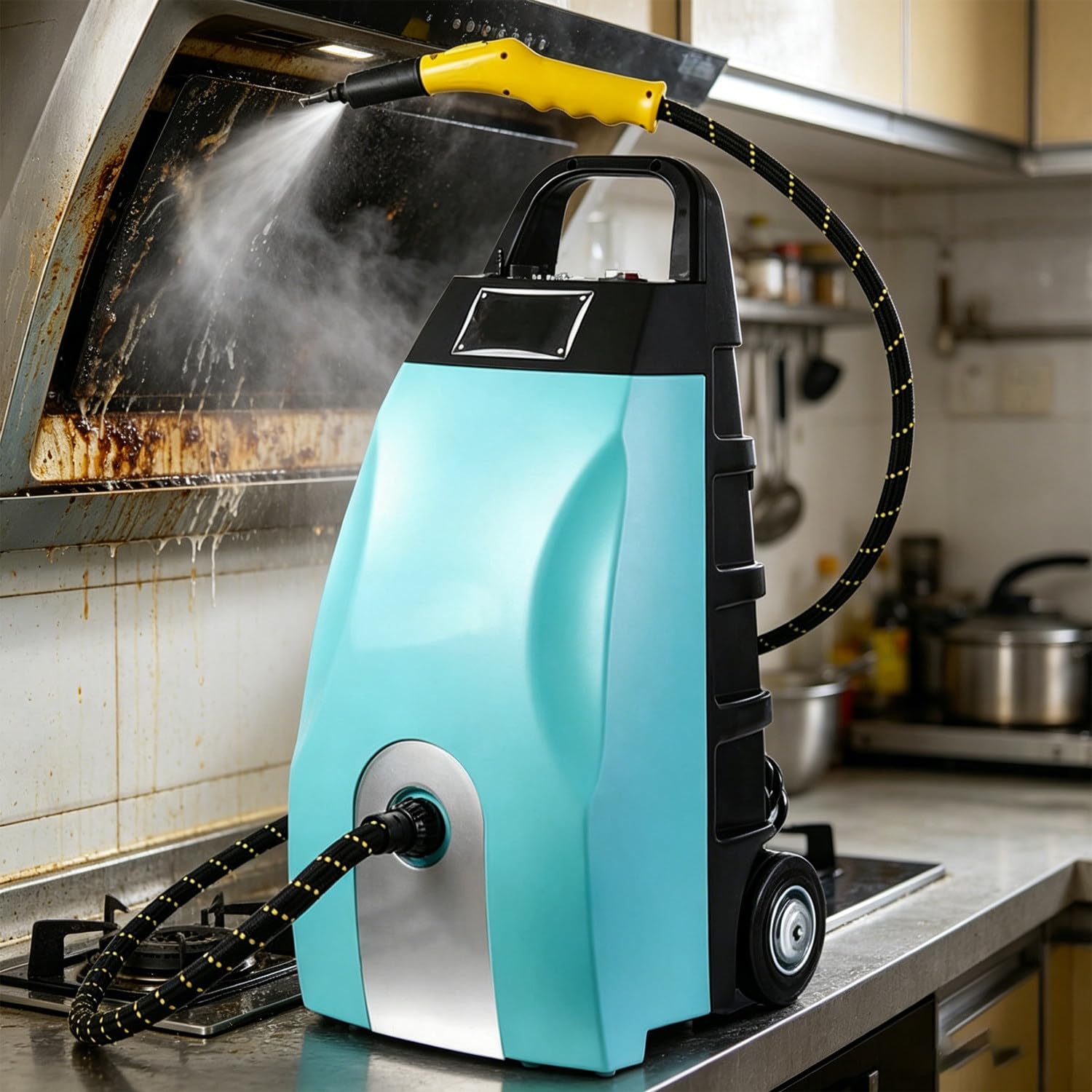 GLBMXDD Multi-Purpose Steam Cleaner, 3000W Heated Carpet Extractor for Home, Portable steam Cleaner with 3.5L Water Tank, Ideal for Home and car use, efficiently Cleans Upholstery Blue
