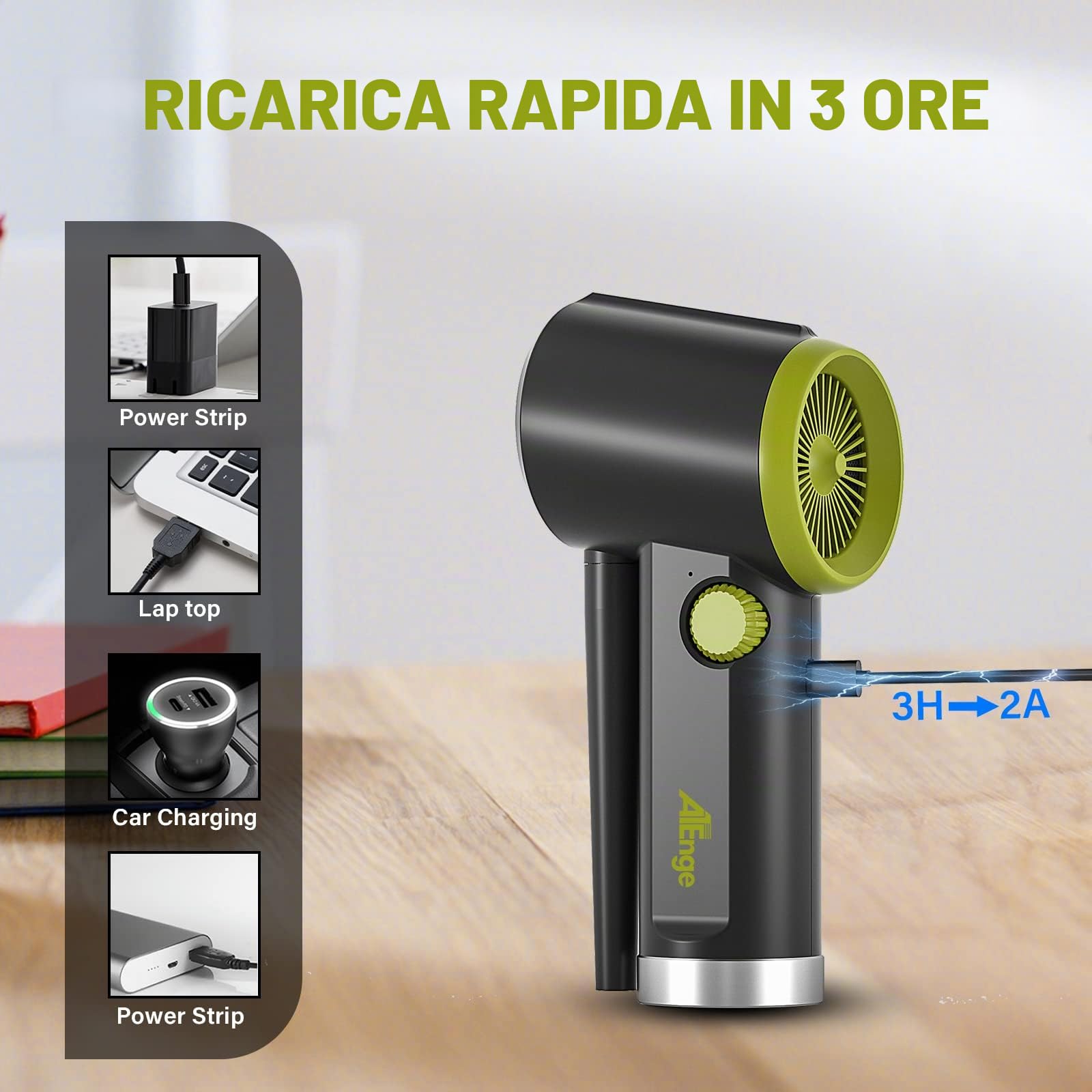 Elettrico Rimuovi Polvere Aria Compressa Senza Fili, Spolveratore d'aria elettrico da 41000 giri/min, polvere d'aria portatile senza fili con cavo USB e spazzola di pulizia per computer tastiera auto