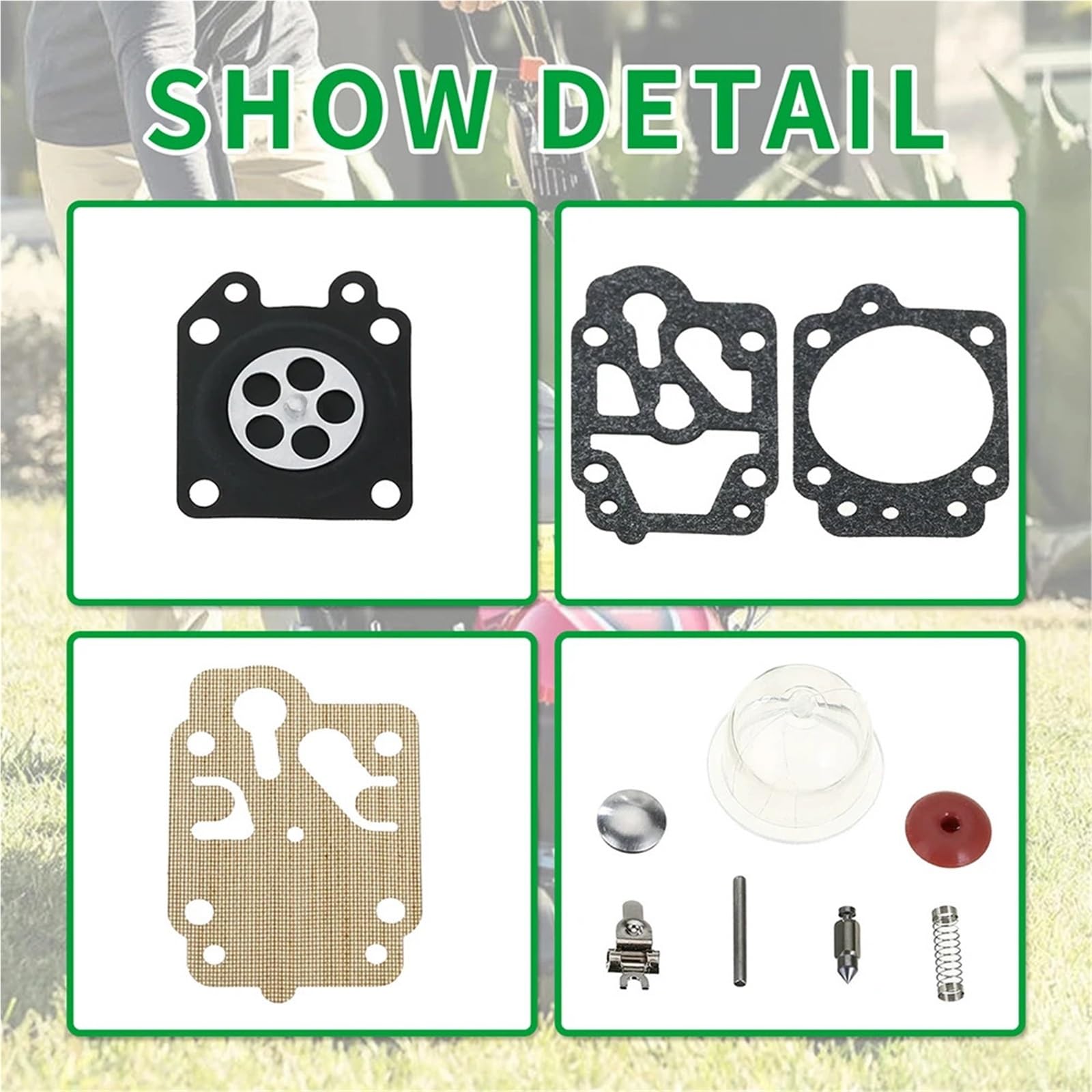 Filtro de gasolina Carburador para motor Kits de reparación de carburador con cebador para desbrozadora CG260, CG330, CG430, CG520, 43 CC y 52 CC.(Pack of 20)