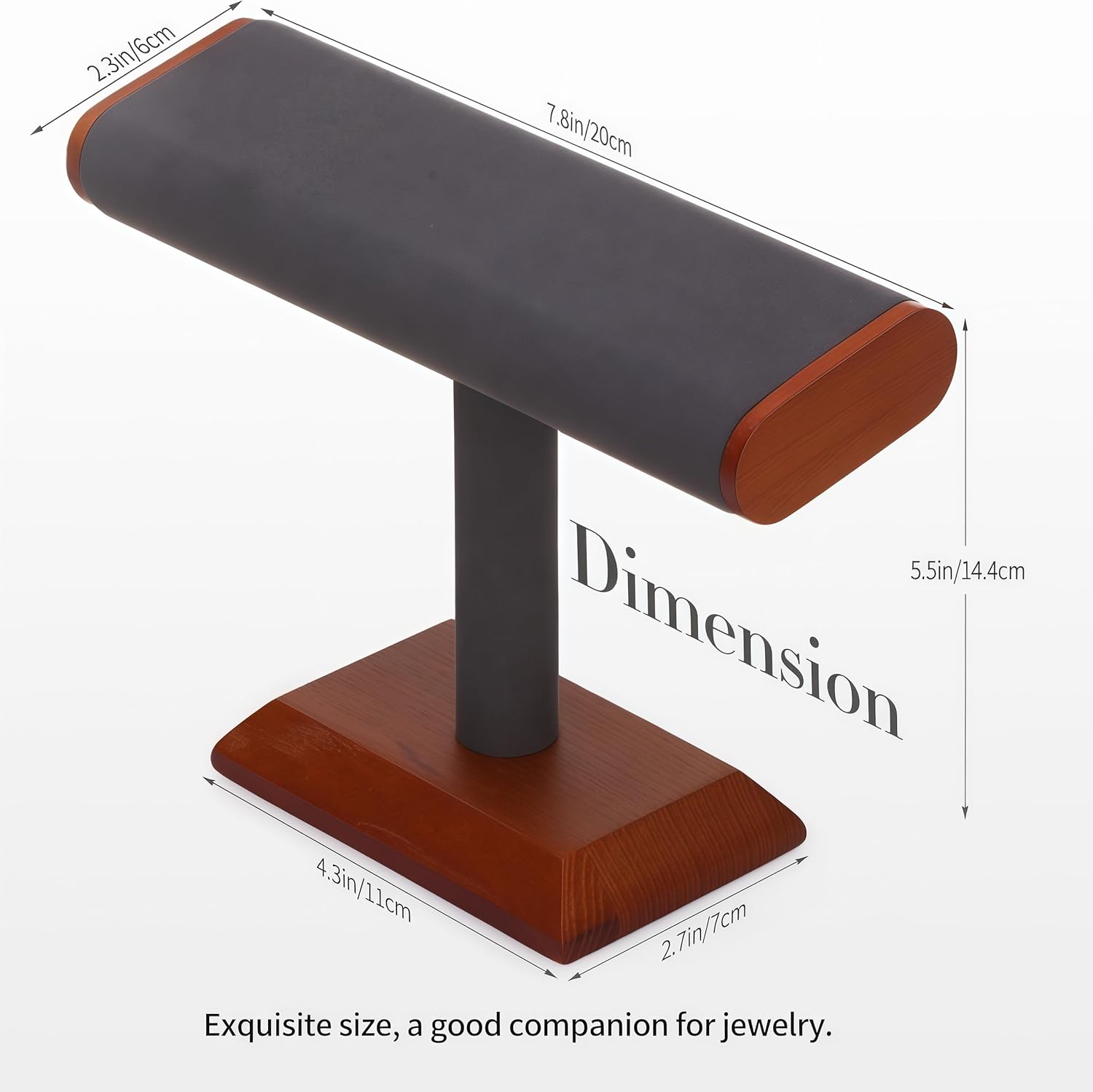 Solid Wood T-bar Watch Display Stand Bracelet Holder Jewelry Tower Organizer Space Saving for Personal Use Vendors Exhibit Trade Shows Retail Stores (Gray) - Image 5