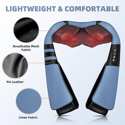 Miniatura 7 de Masajeador Shiatsu inalámbrico de cuello y hombros con calor, masajeador de espalda para aliviar el dolor de tejido profundo 3D, masajeador de