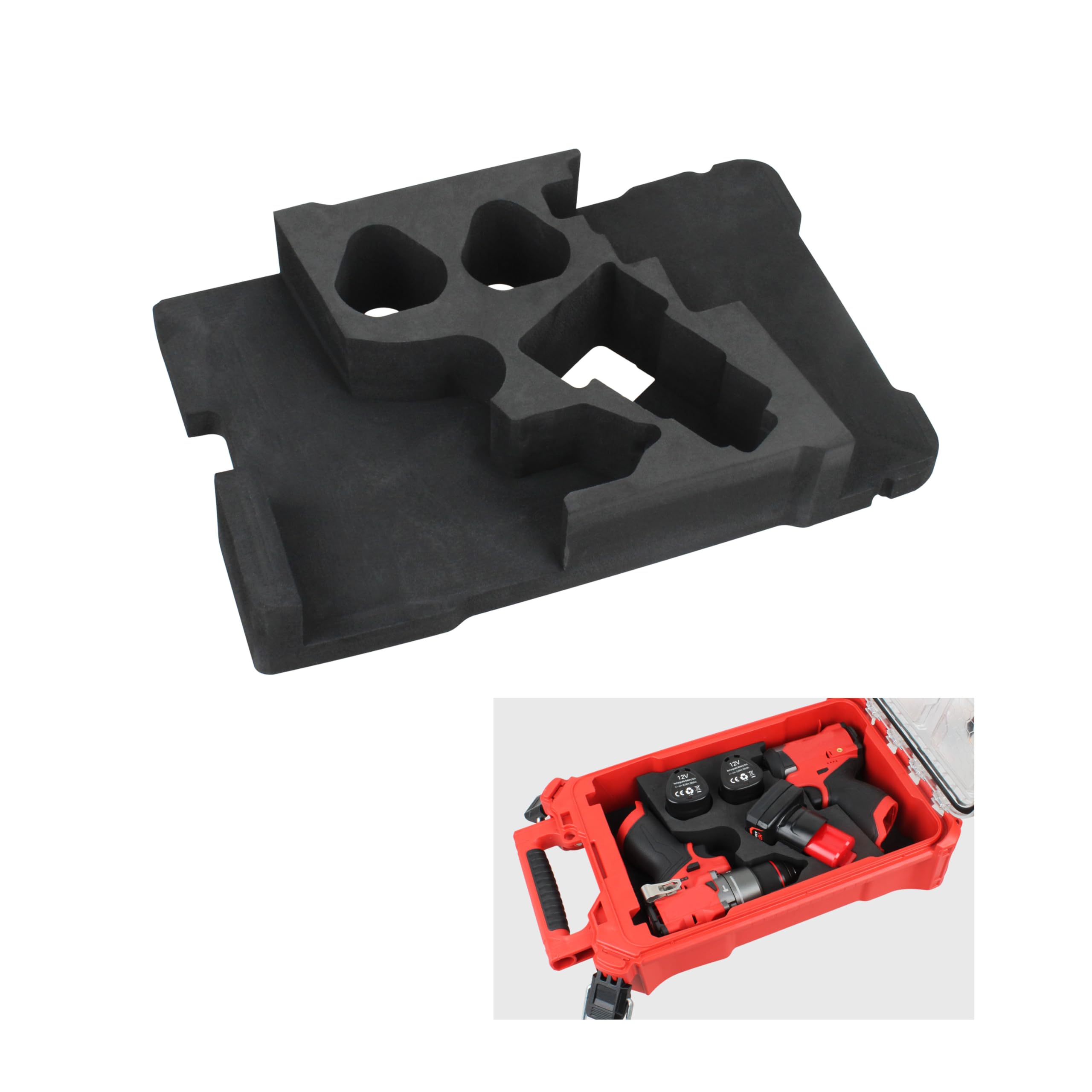 A AIRMACHIN Packout Organizer Insert Liner, EVA Protection for M12 Gen 3 Drill Driver, Black, 48-22-8435