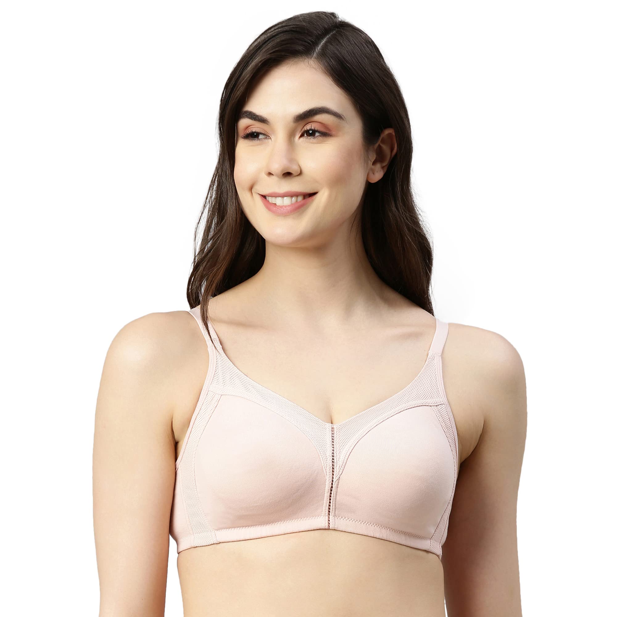 Enamor Innovations Fabcool Full Support Women's Everyday Full Figure Bra - Jiggle Control and Antimicrobial, Non-Padded, Wirefree, Full Coverage - AB75 (Available in Plus Sizes)