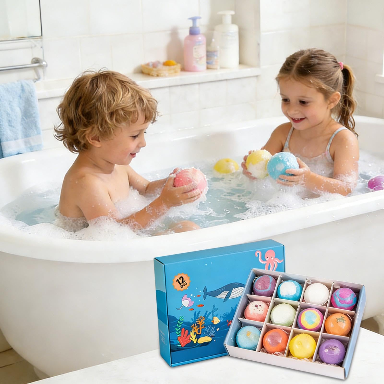 Bombetta da Bagno Effervescente 12 Pezzi Detergente Corpo Rinfrescante | Set Spa con Giocattoli per Spa Hotel Viaggio Casa Vasca Bambini Ragazzi