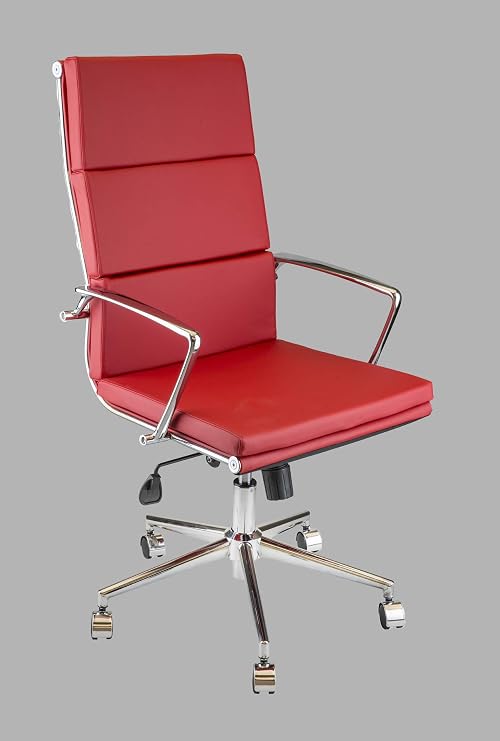 Semper Office Flor Soft Executive Chair & Ergonomic Adjustable Office Chair Design & 360 Degree Rotatable and Flat Armrest Design (Red)