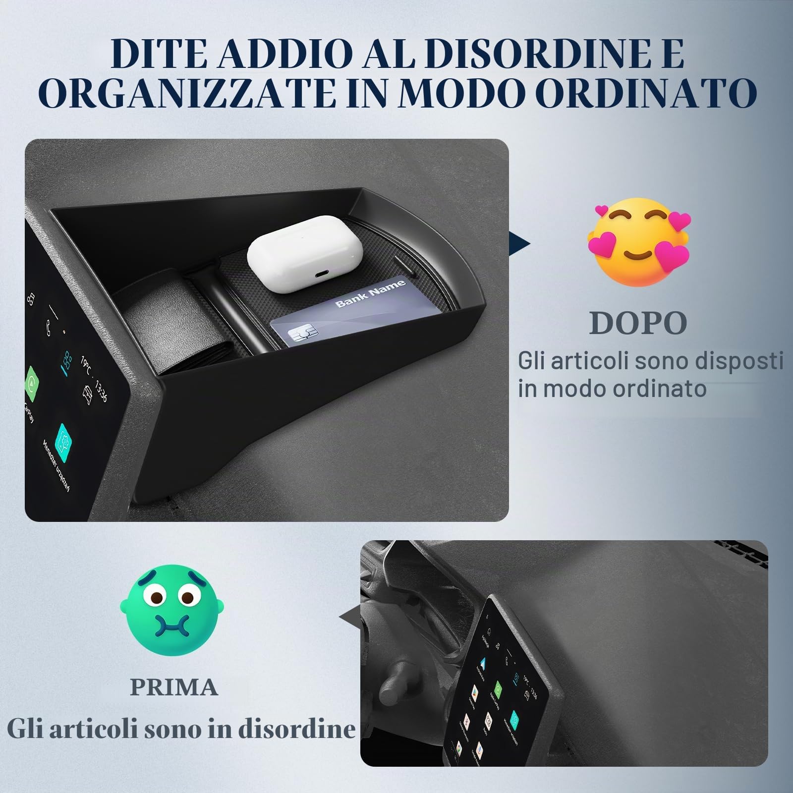 BIBIBO Organizzatore console centrale per R*enault Captur 2 Hybrid E-Tech 2020-2024 (9,3" Easylink), Captur 2 vassoio portaoggetti, vano portaoggetti nella console centrale, vassoio organizzatore