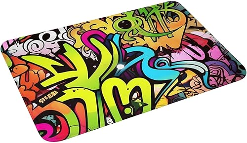 Miniatura 4 de Tapete con estampado de grafiti, tapete antideslizante y lavable para interiores y exteriores, tapete de bienvenida absorbente para cocina,