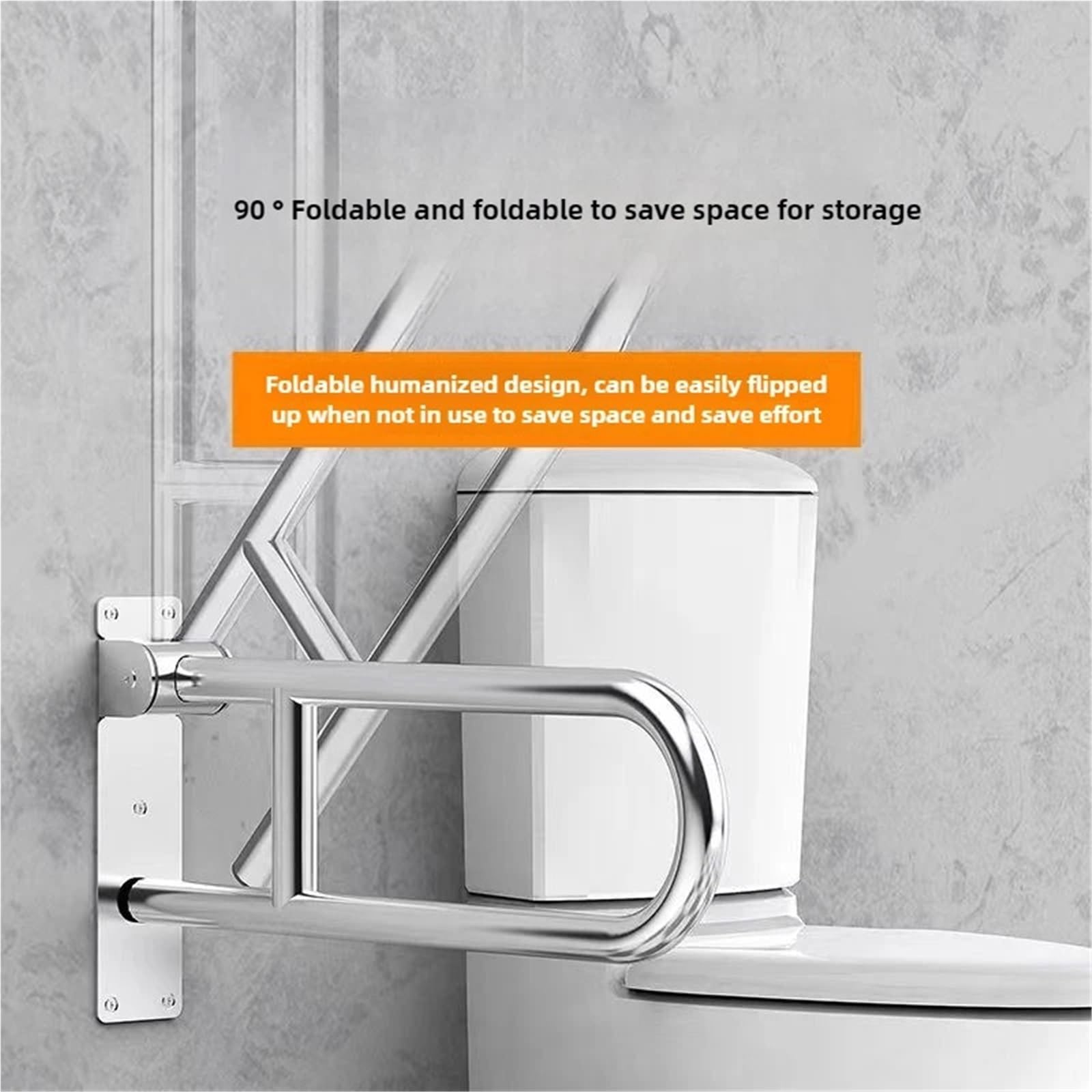 Tirador de baño Barra de Apoyo para baño de Acero Inoxidable con Forma de U Reforzada, manija de Seguridad Plegable, riel Resistente para accesibilidad al Inodoro Agarraderas baño(Black 60cm)