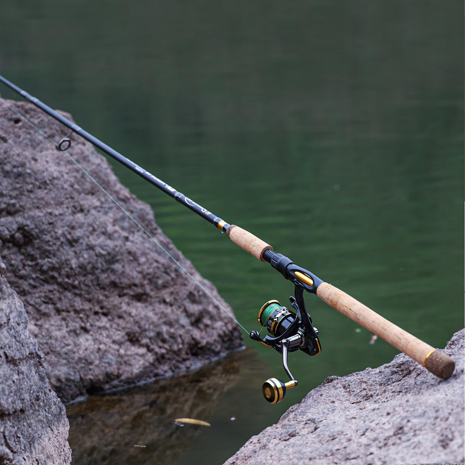 Sougayilang Combo de caña de pescar y carrete giratorio, 2 piezas, carrete tamaño 4000, posición de mango derecho/izquierdo, adecuado para pesca en la costa, dorado