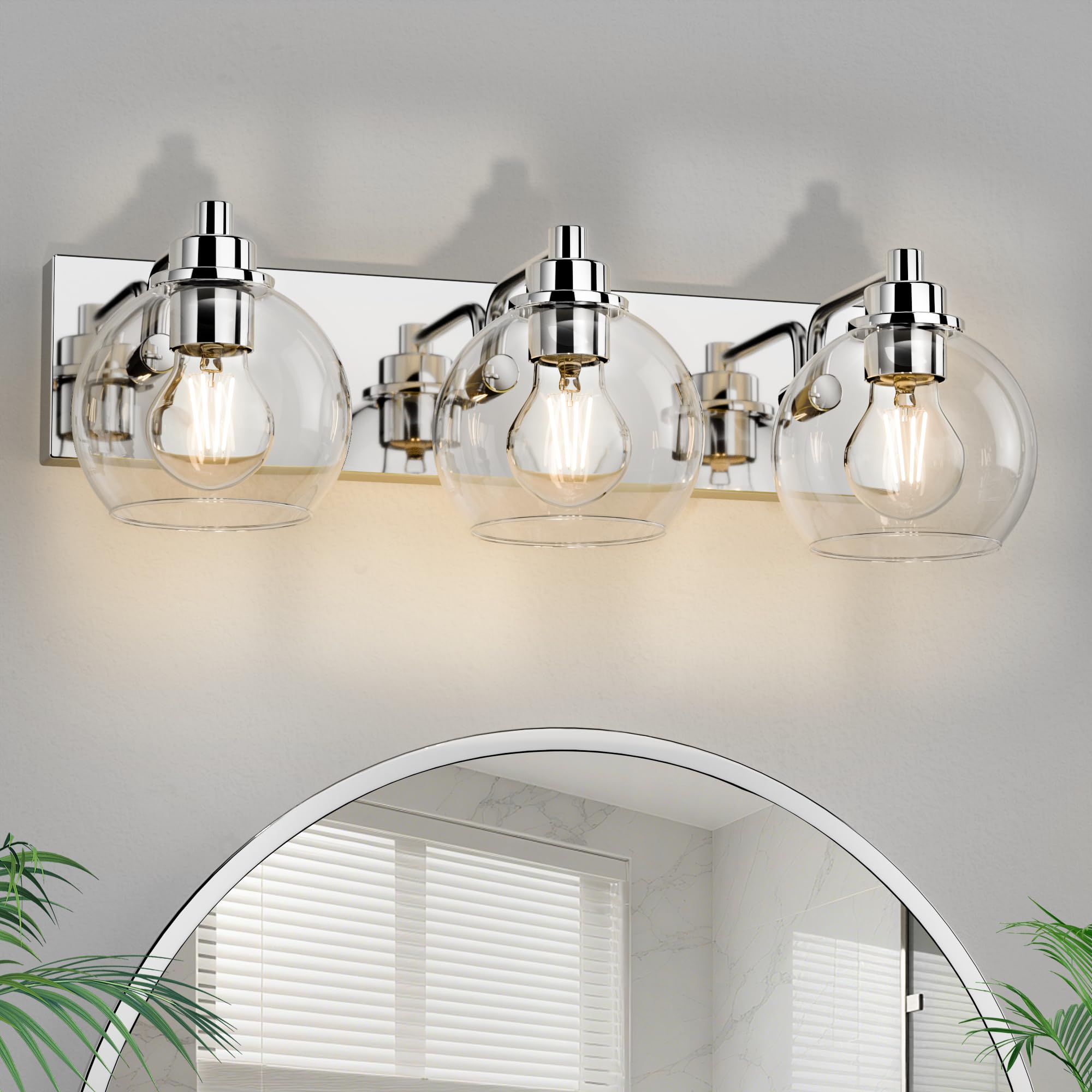 Espird 3 Light Bathroom Light Fixtures-Chrome Bathroom Vanity Lights Modern Vanity Lights 3-Light Bathroom Lighting Fixtures Over Mirror