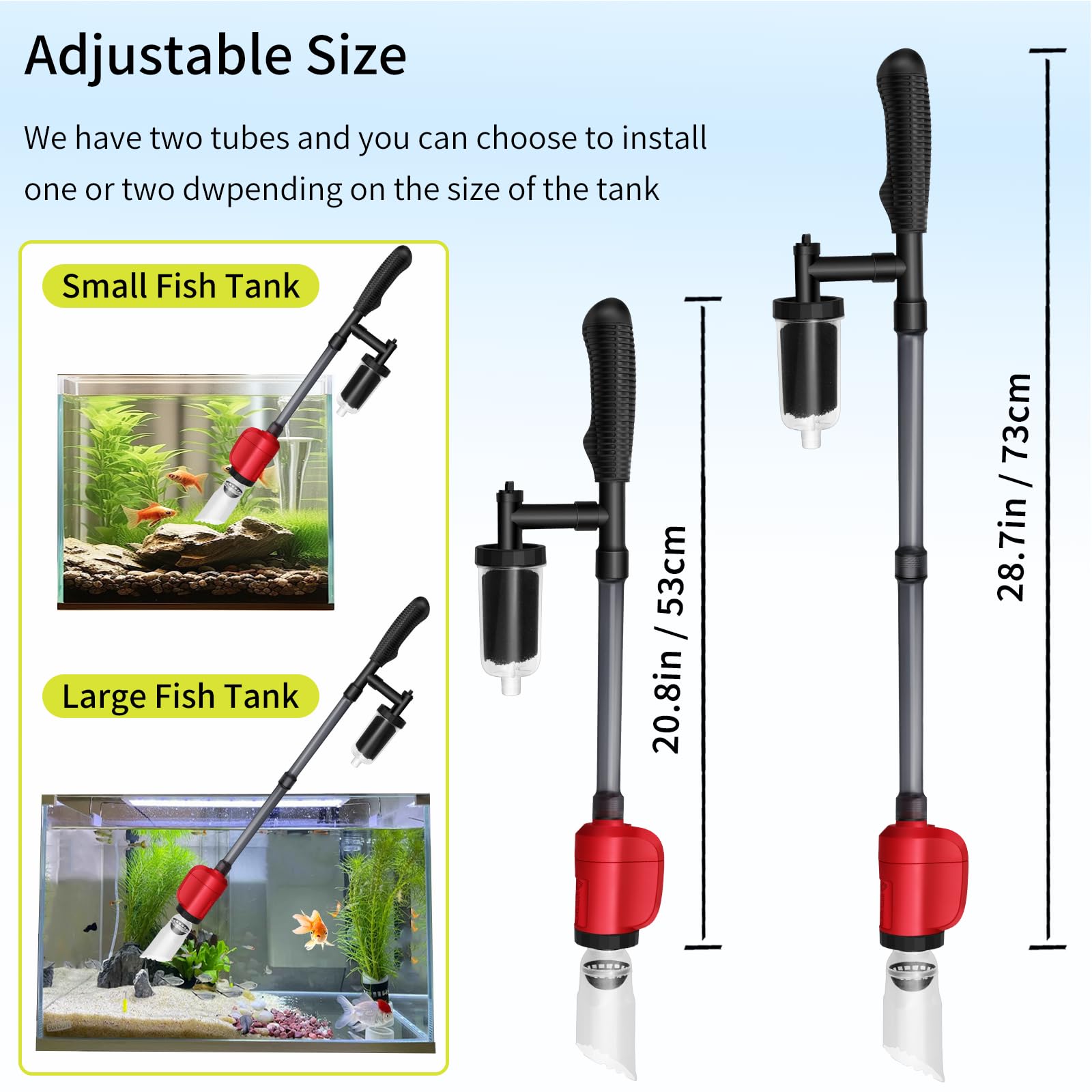 Aspiradora eléctrica de grava de acuario de 36 W, 6 en 1, multifunción, automático, para arena de lavado, cambiador de agua y circulación