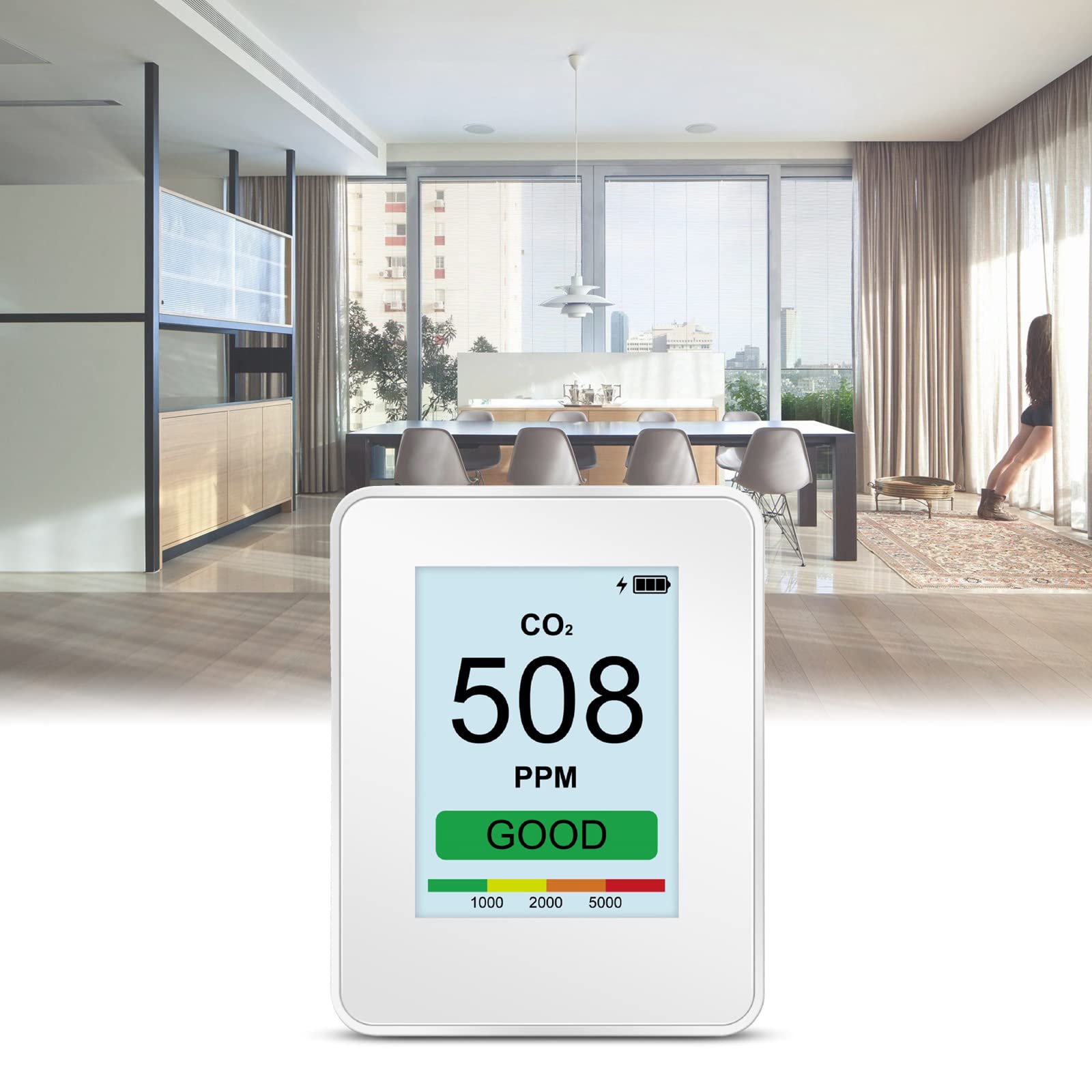 Probador de aire para interiores y habitaciones, detector de CO2, medidor de dióxido de carbono, sensor NDIR de 400-9999 ppm, detectores de dióxido de carbono para el hogar