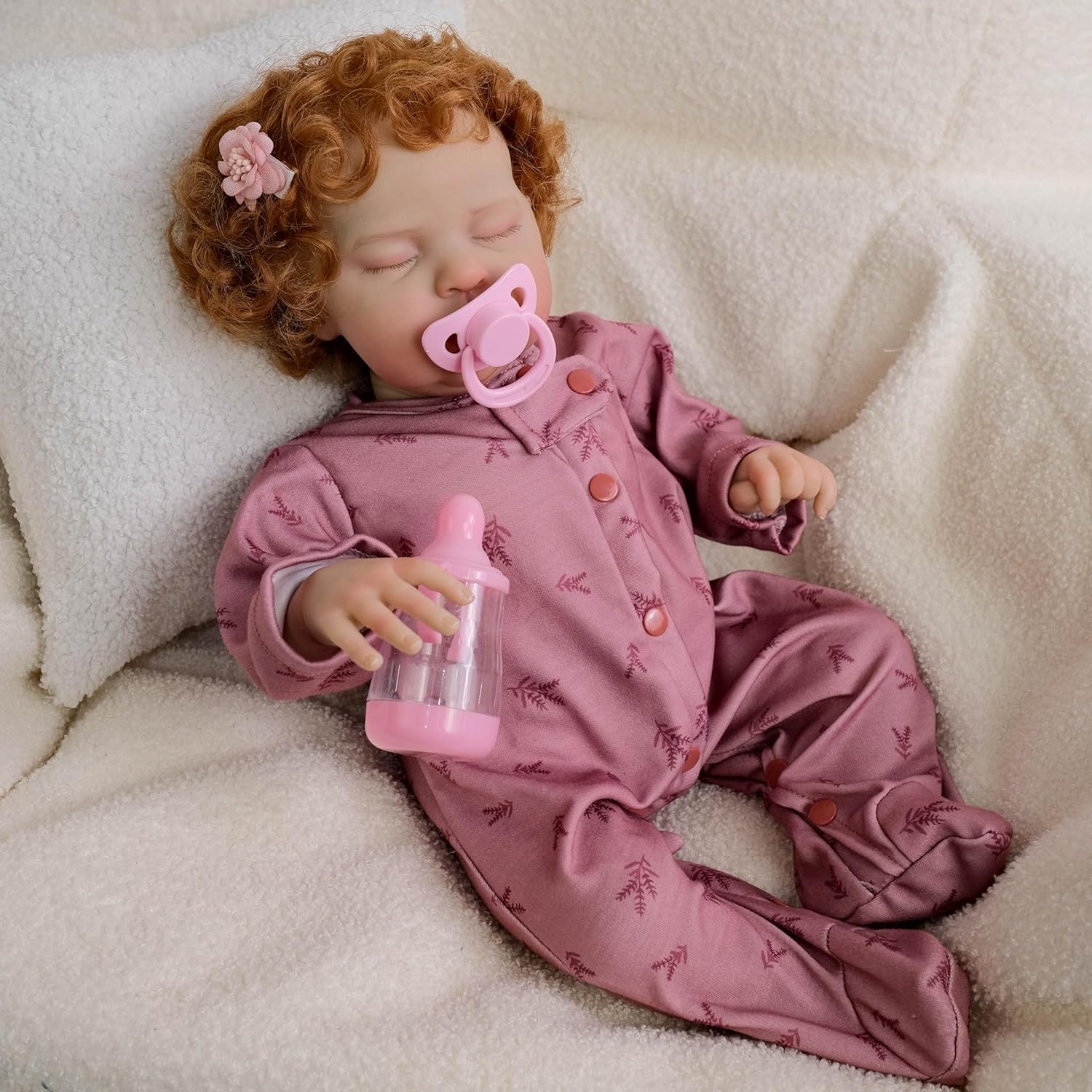 Realistyczne lalki Reborn Baby Dolls tkanina, kręcone, brązowe włosy, prawdziwe życie, pełne winylowe kończyny, lalki dla niemowląt, realistyczne lalki noworodka, lalka Reborn, zabawka
