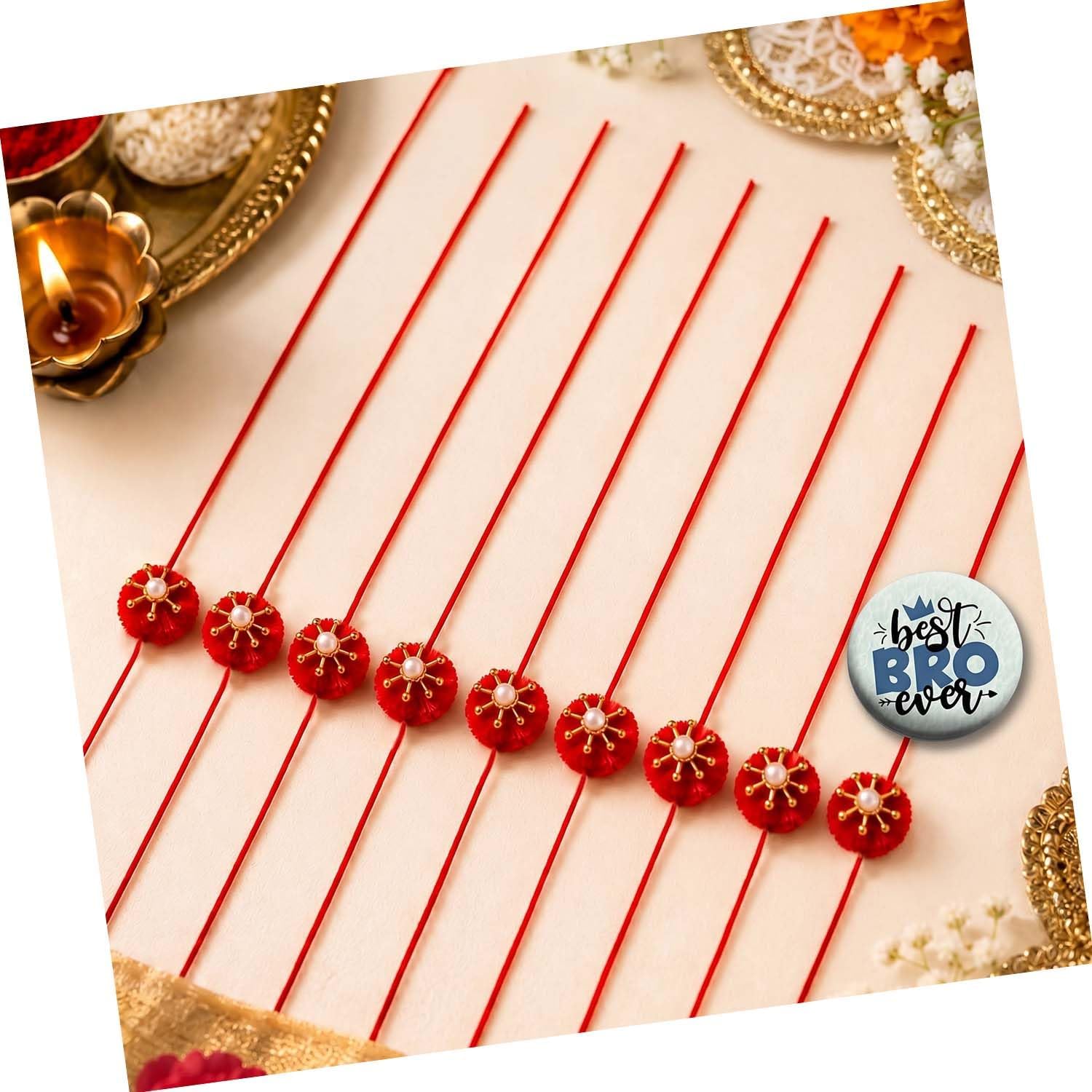 Ascension Ram Rakhi Flower Gota Pati Rakhi Pooja Rakhi Pom Pom Rakhi Sharvan God Rakhi Raksha Bandhan Gift Band Moli Bracelet Ram Rakhi & Best Brother Fridge Magnet (Pack of 20)-picture-36