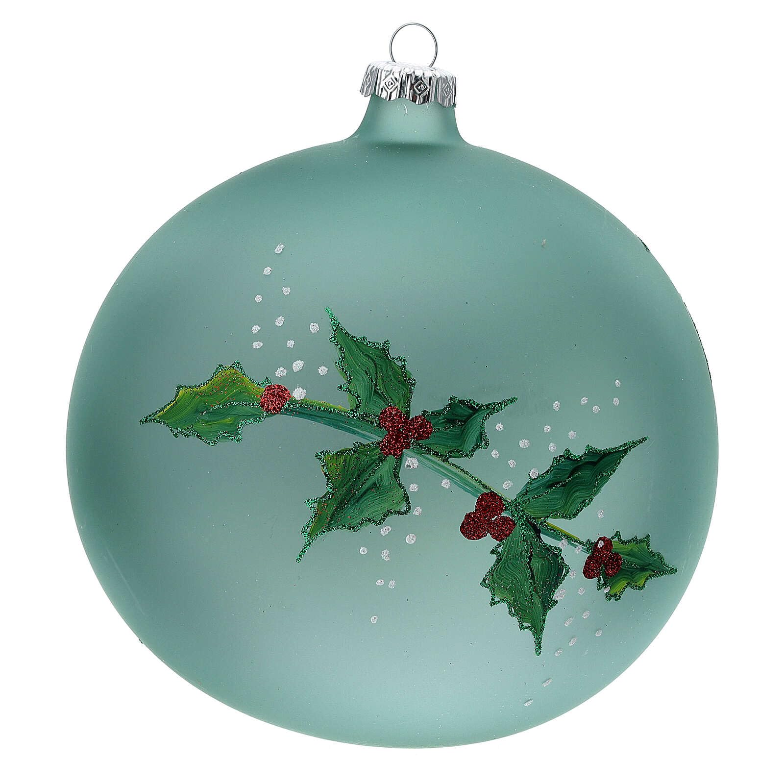 Holyart Bolas de Navidad: Bola Navidad Linterna Acebo Vidrio soplado 150 mm