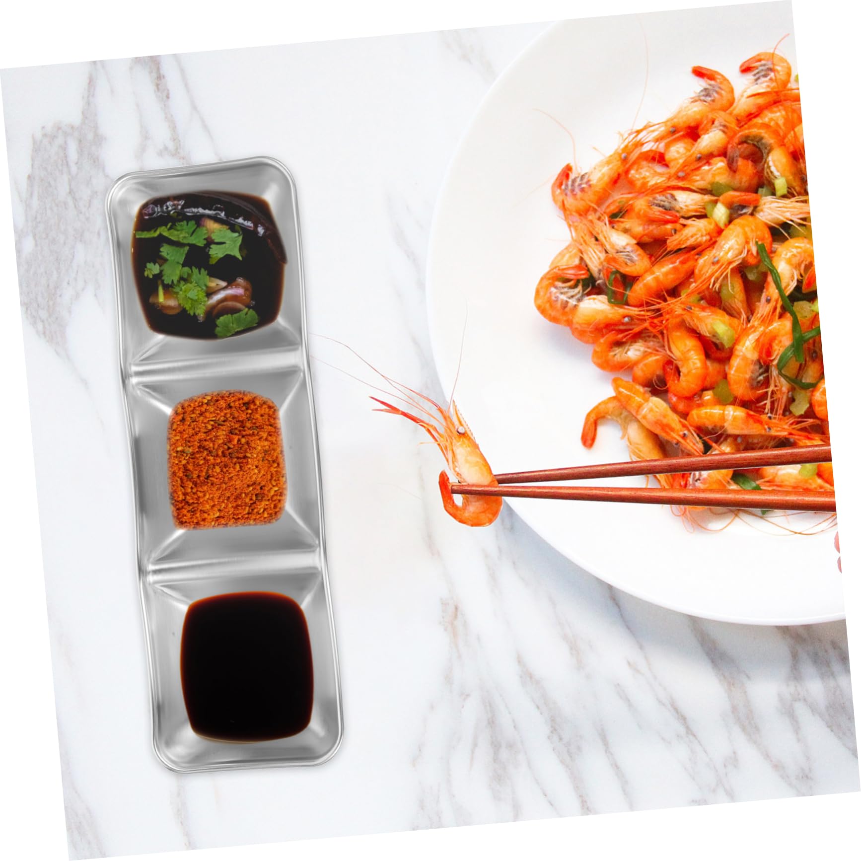 BRIGHTFUFU Soy Sauce Plates Stainless Steel Sauce Dish Seasoning Bowl for Snack Dish