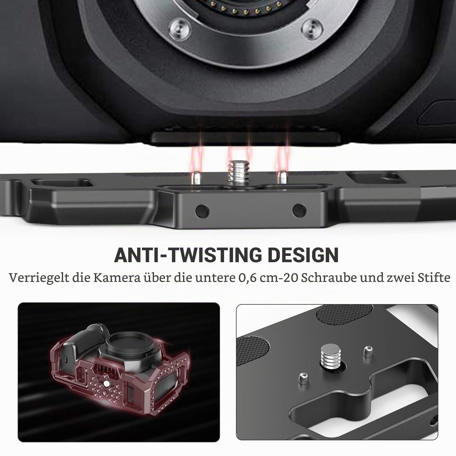 SMALLRIG Camera Cage, Cage Käfig BMPCC 4K, 6K für Blackmagic Pocket Cinema Kamera 4K Cage mit NATO Rail- 2203B