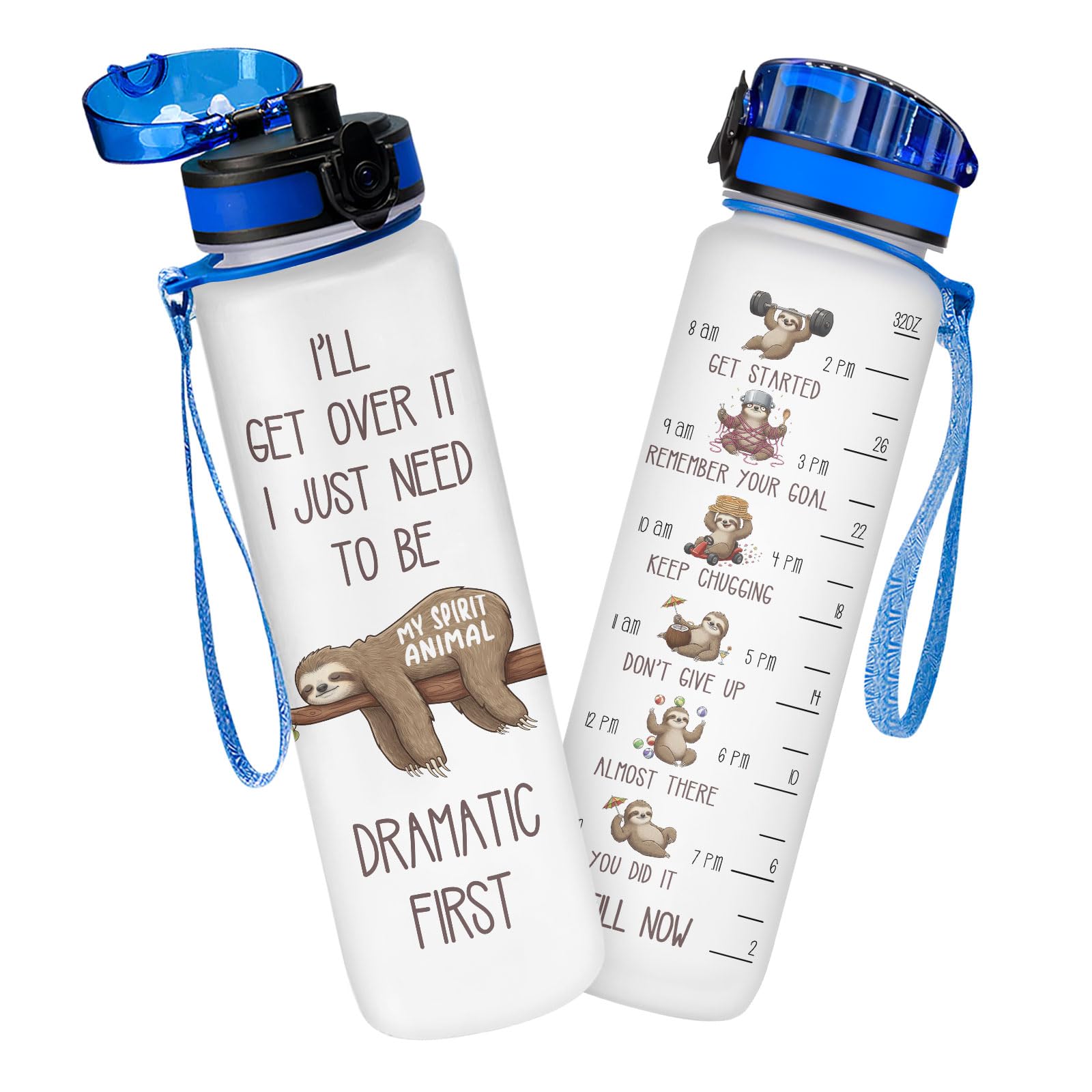 GEPOSTORE Sloth Water Bottle 32oz, Funny Spirit Animal Gift